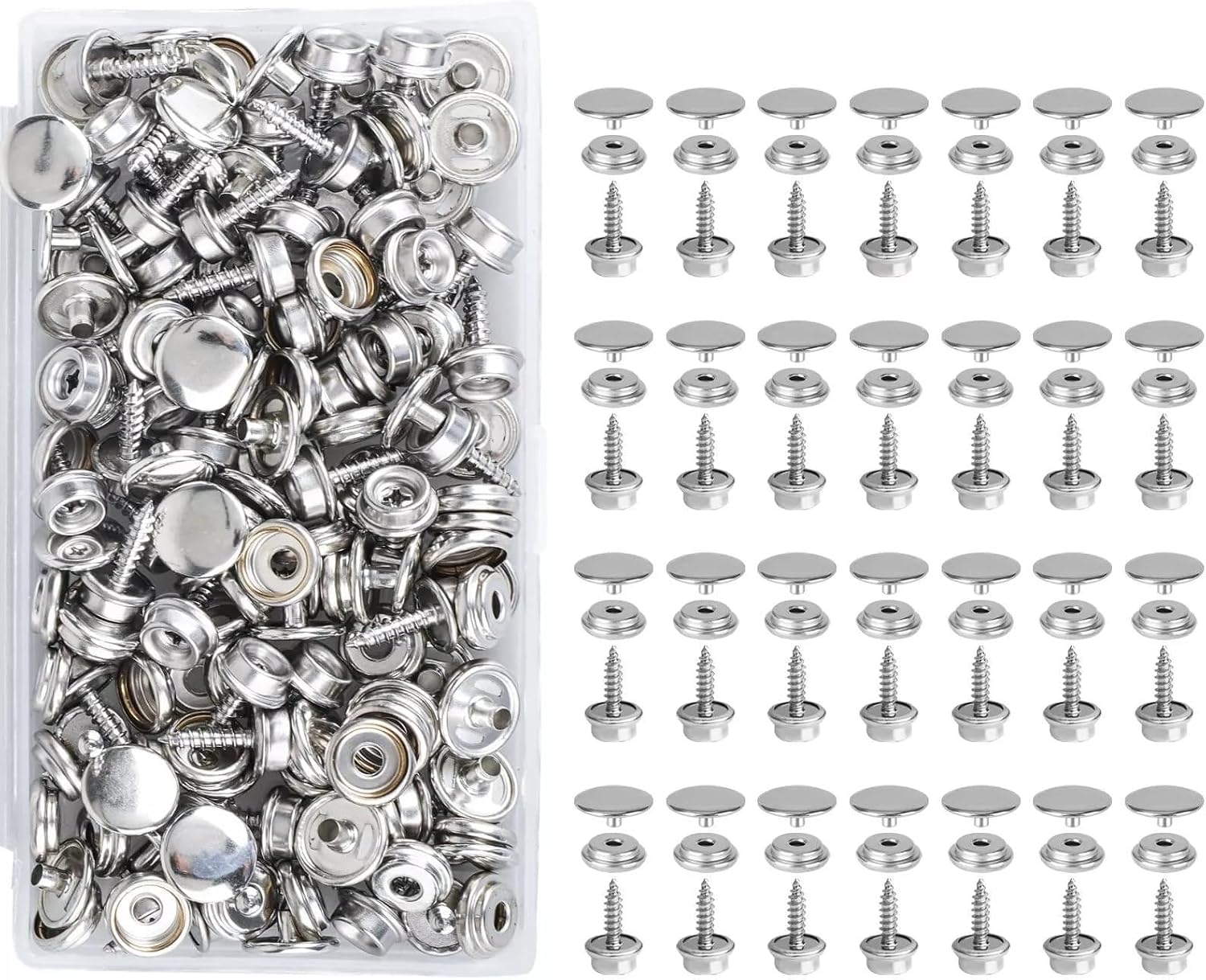 50 Set Snap Fastener Button Kit Stainless Steel Boat Marine Canvas Snap Cover Button Socket Fastener Kit for Boat Cover Tent DIY