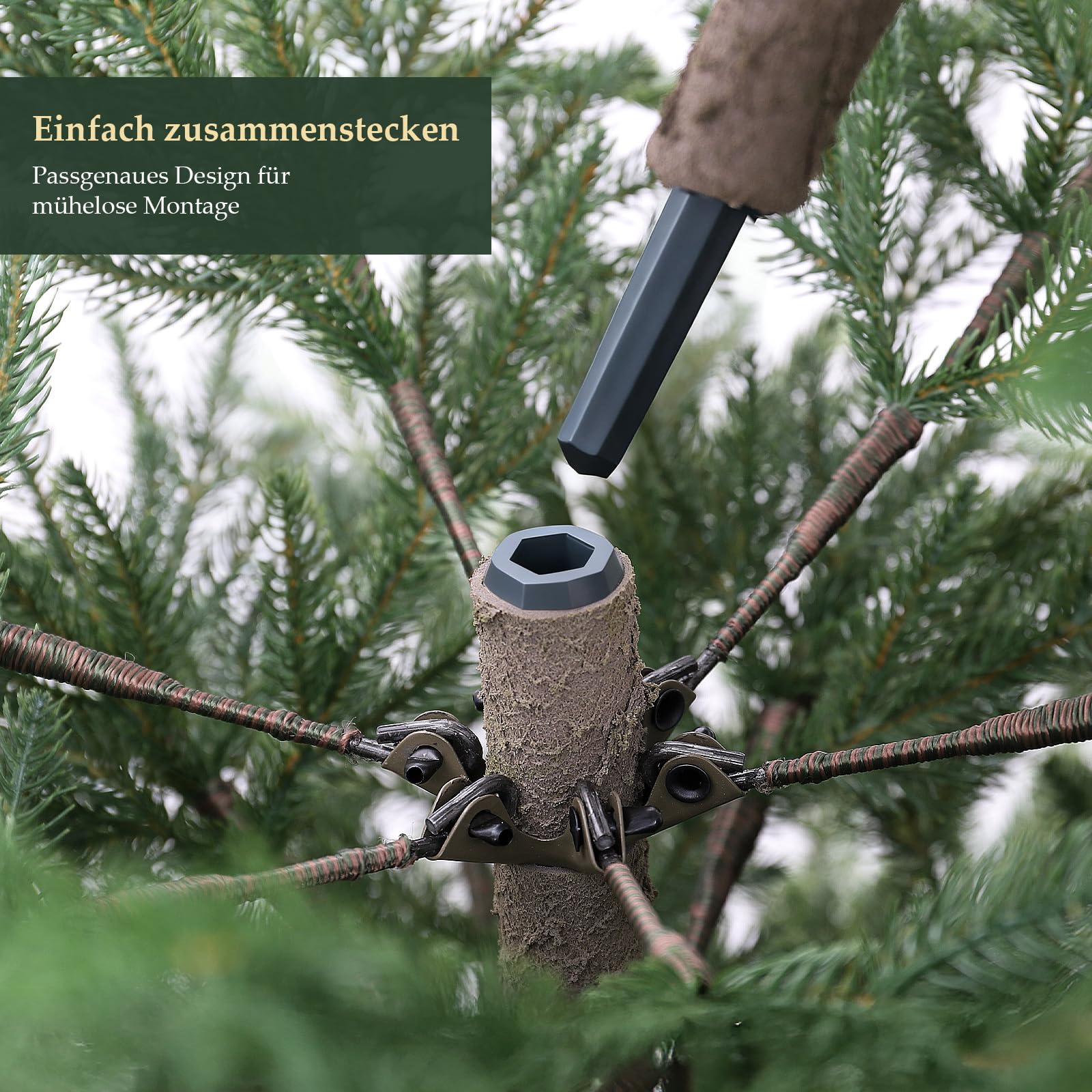 SALCAR Premium Künstlicher Weihnachtsbaum 180 cm – 100 % PE-Spritzguss, realistischer Stamm, schwer entflammbar, Stabiler Massivholzständer, inkl. Aufbewahrungstasche