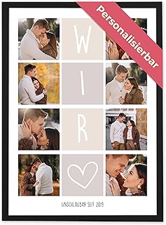 GiveSmiles WIR Fotocollage mit 8 Fotos – Personalisiertes Geschenk für Frauen & Männer | Partner Geschenke & Jahrestag Geschenk für sie & ihn | Valentinstag Fotogeschenke & Geschenke zum Geburtstag