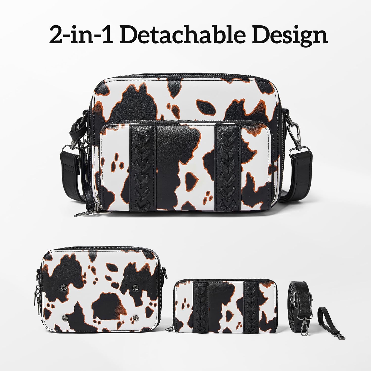 Small Crossbody Bags for Women with Detachable Wallet Vegan Leather Cross Body Bag for Woman Purse with Credit Card Slots - Image 3