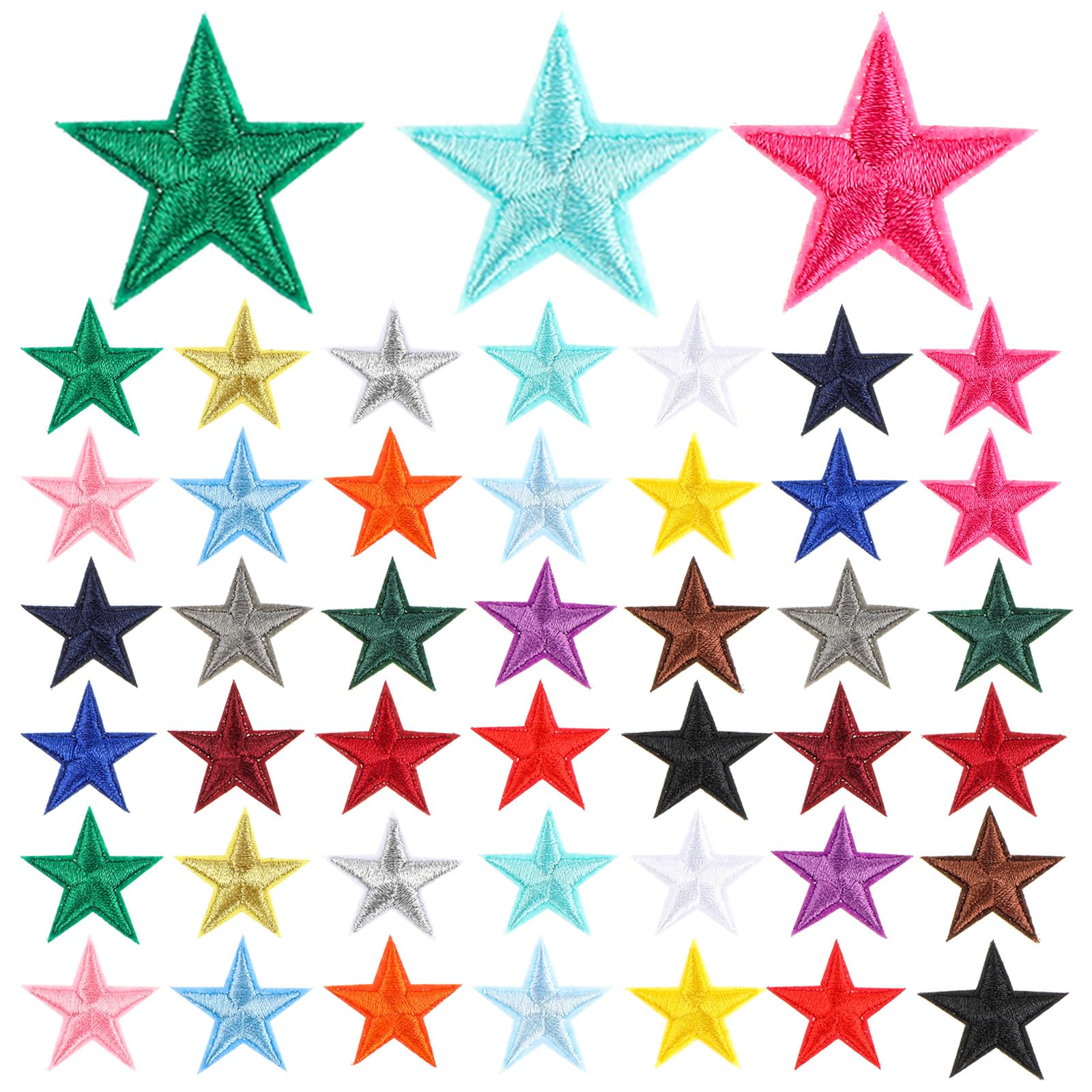 Classicseali 42 stuks sterren om op te strijken, mini ster strijkplaatjes voor textiel, strijkplaatjes sterren, patches om op te strijken, opzetstuk ster klein voor DIY kleding, rugzak, jeans, T-shirt