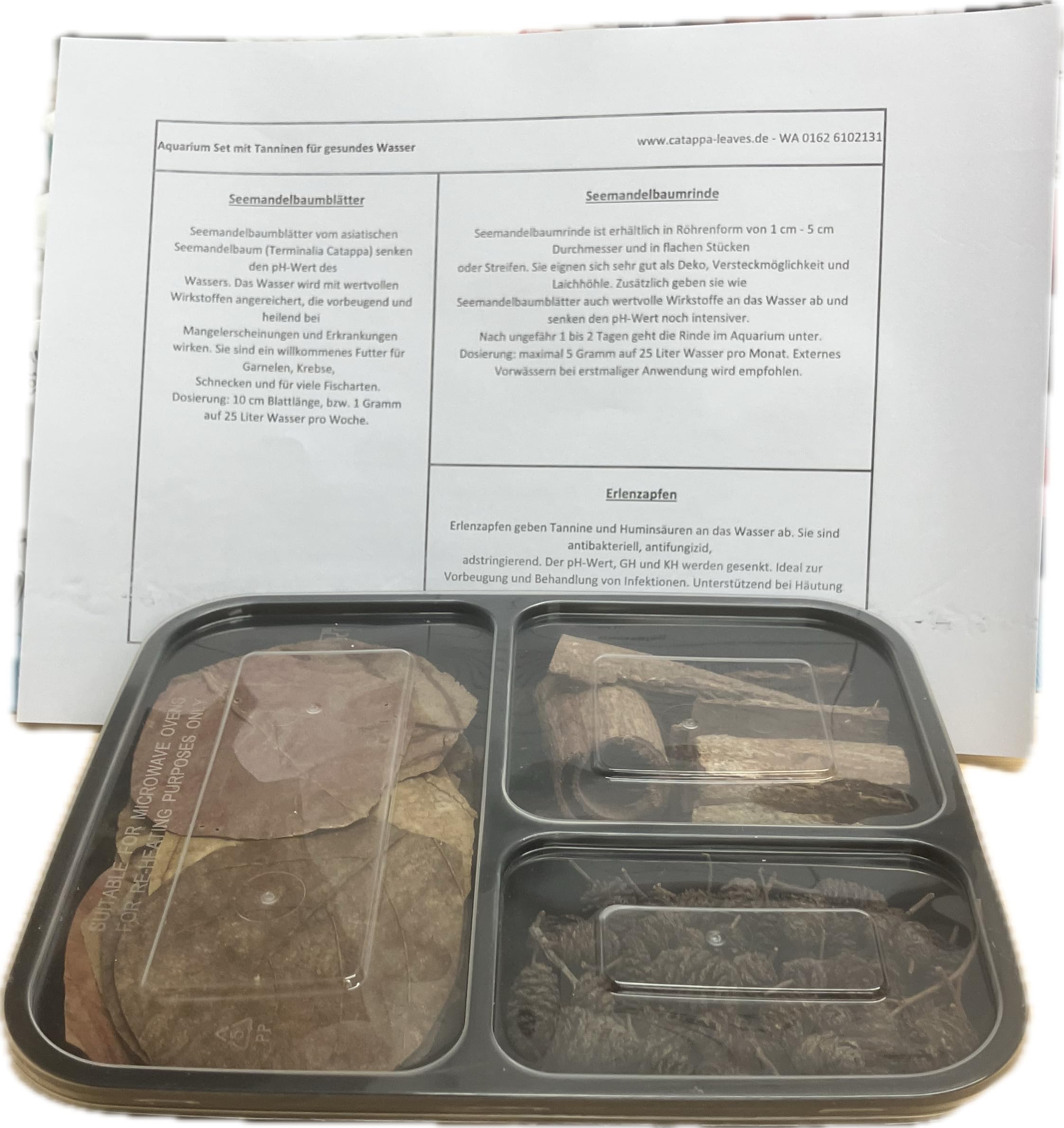 Kit d'aquarium avec tanins pour une eau saine – Cônes d'aulne, feuilles de badamier, écorce de badamier, produits naturels