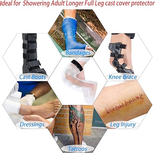 Miniatura 3 de Fundas moldeadas para piernas para adultos, extra largas, sello hermético al agua, protector de ducha fundido para piernas de adultos, bolsa de