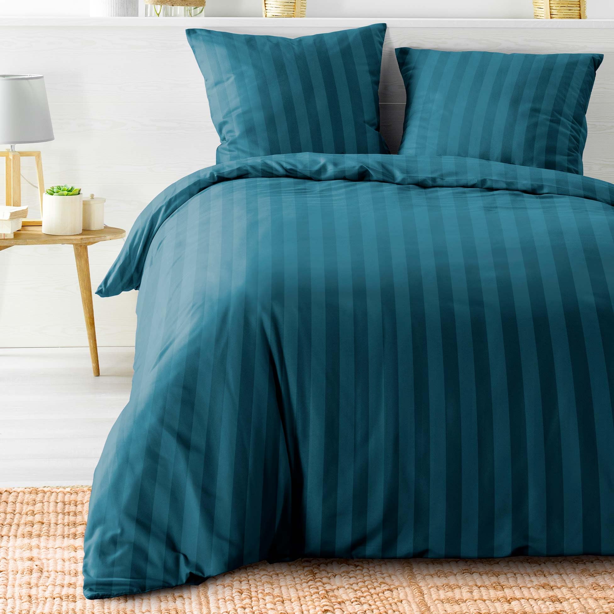 Douceur D'intérieur Midnight Blue Cleo 3-Piece Bed Linen Set (240 X 220 Cm) Plain Microfibre
