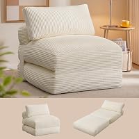 VASAGLE Poltrona Letto Pieghevole, in Velluto a Coste e Spugna