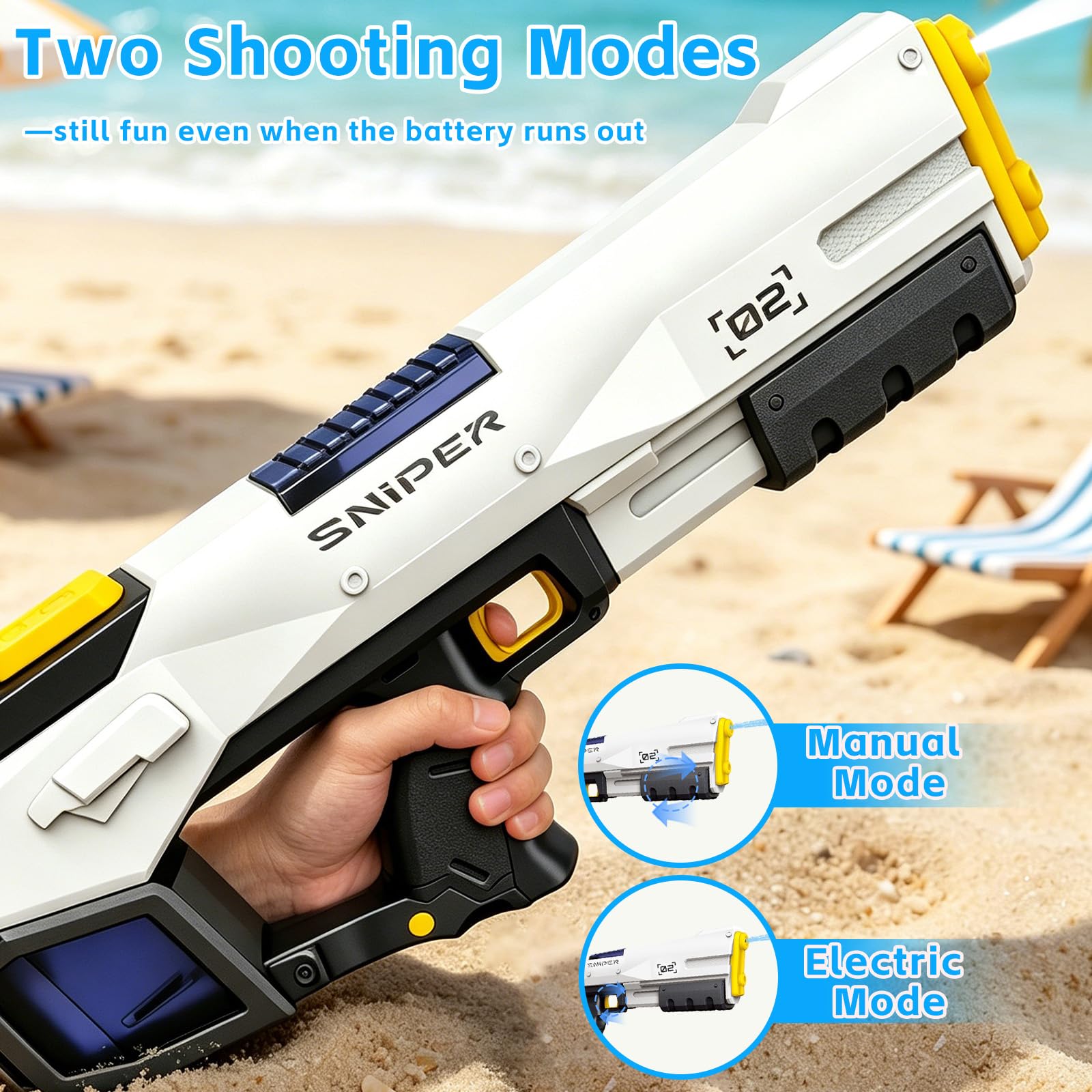 Maxee 2309-LMD-F Pistolet à eau électrique à un bouton automatique pour enfants, adultes, piscine, fête, plage en plein air