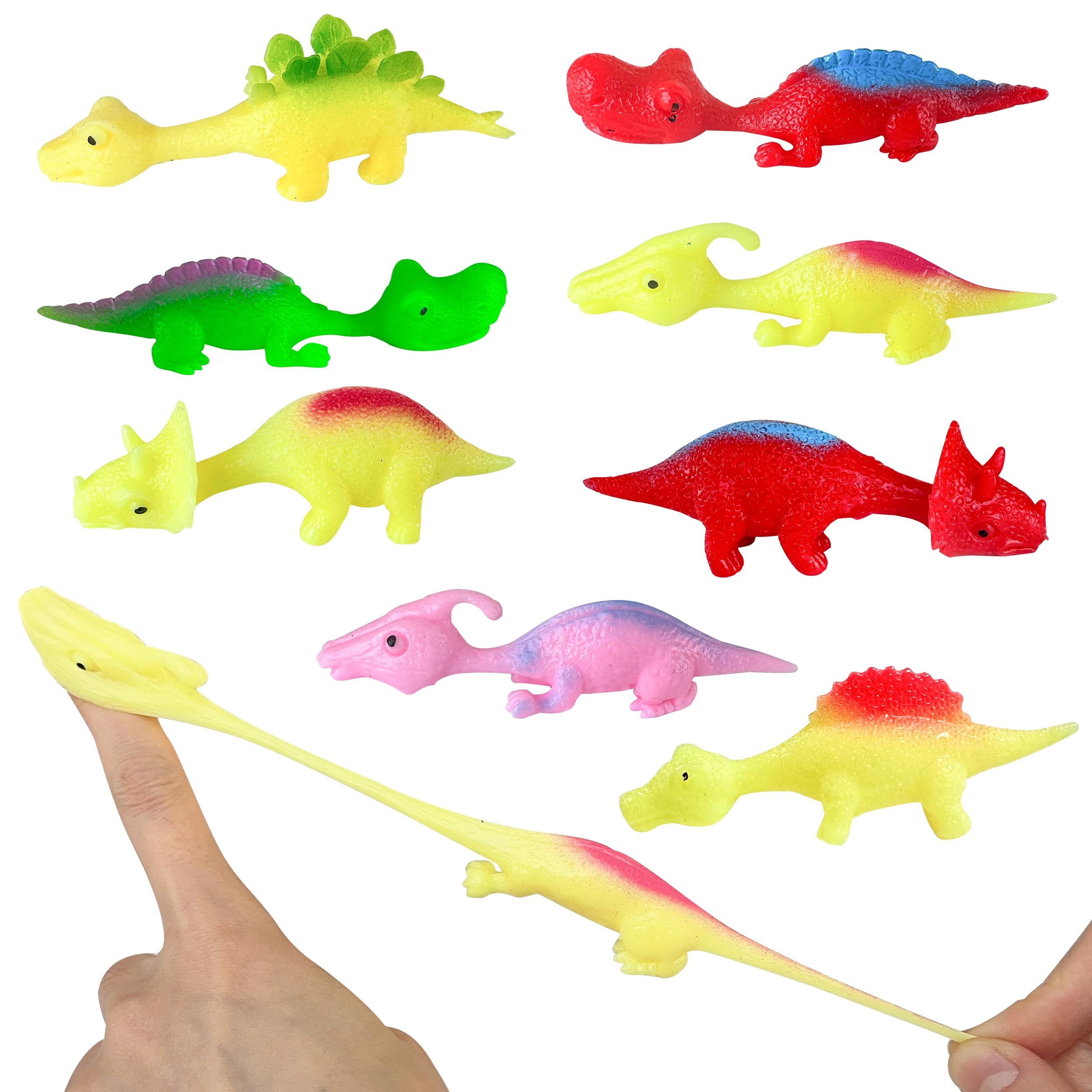 KEAGAN 40PCS Slingshot Dinosaur Finger Toys, Slingshot Dinosaurs Stretchy Finger Flying Dinosaur Toys, Dinosaur Finger Slingshots Rubber Dinosaur Children Pranks Toys, for Children's Christmas Gifts