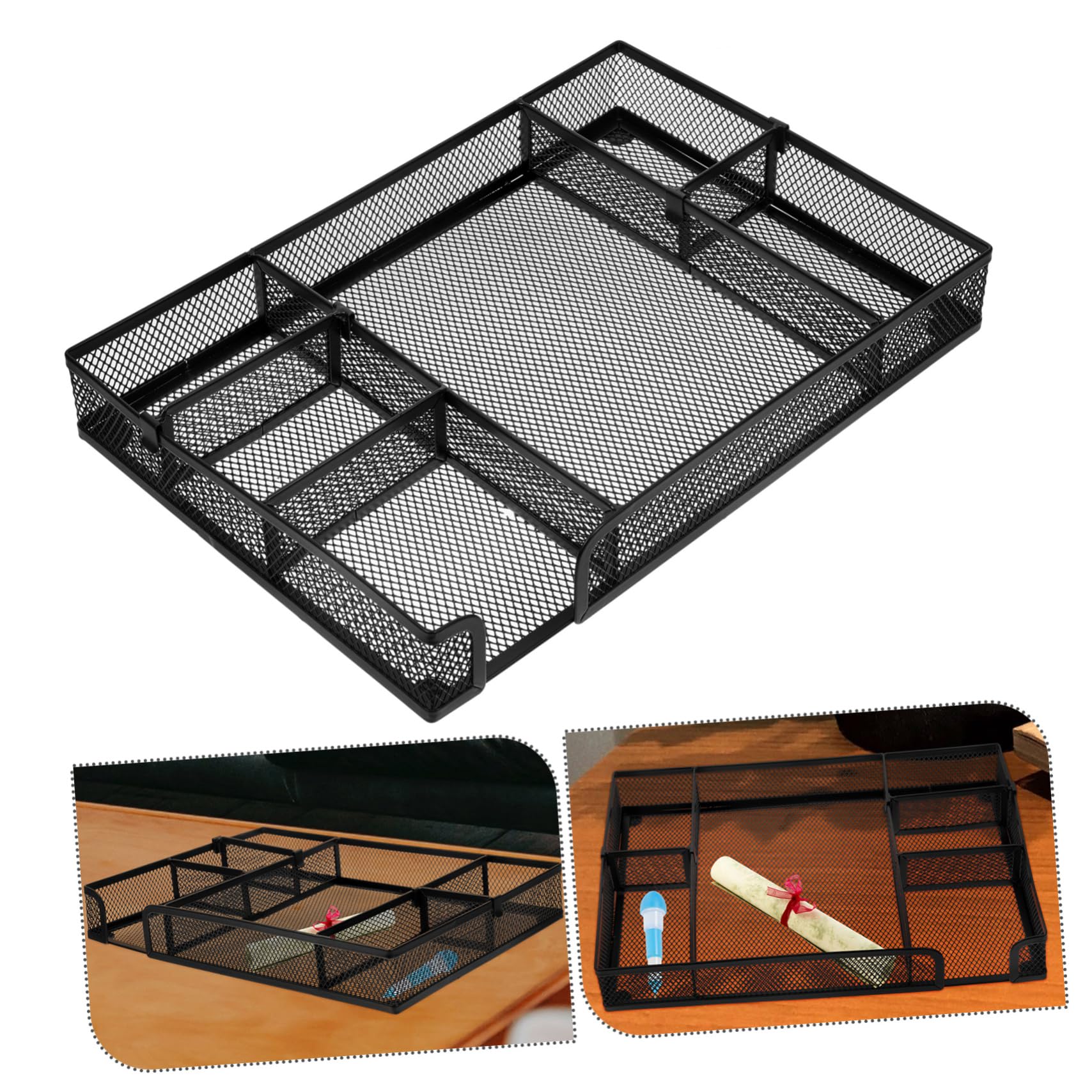 DOITOOL 3 Piezas Organizador de Escritorio Malla Metálica Multifuncional Compacto y Resistente Divisor para de Espacio para Oficina y Papelería