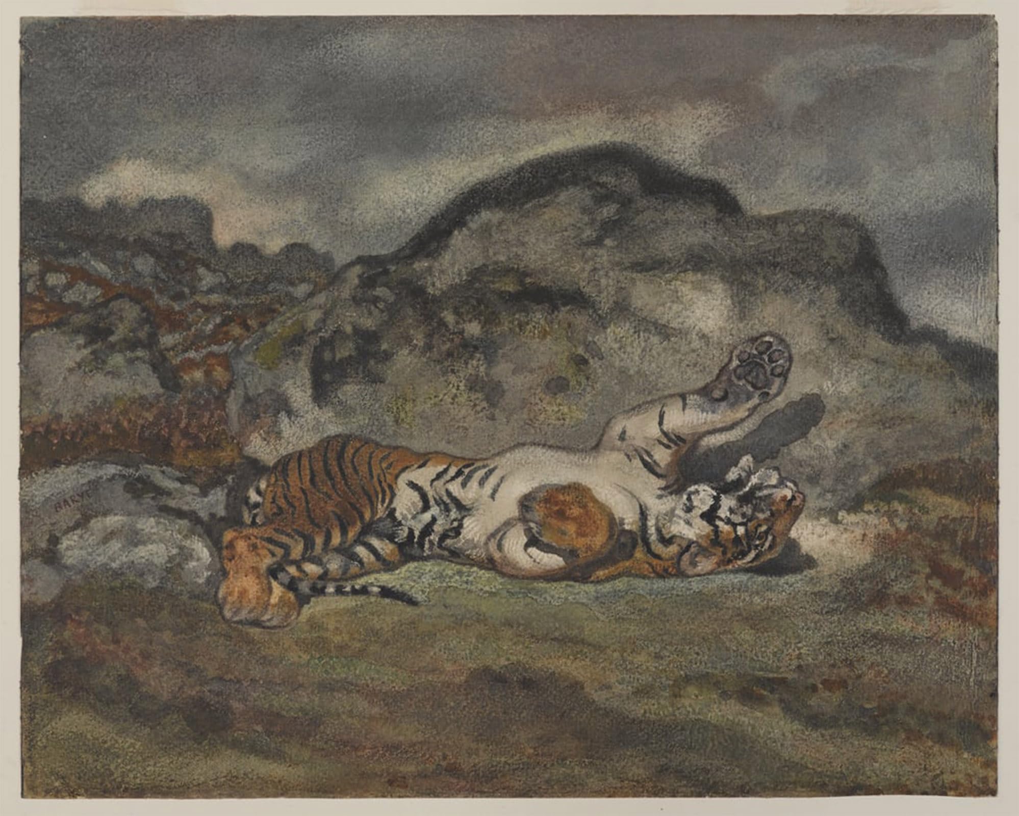 SERENDIPITP Abstract Painting Mural Print Picture Wall Decor Painting Rolling Tiger by Antoine Louis Barye Vintage Wall Artwork for Home Decor 60x90cm