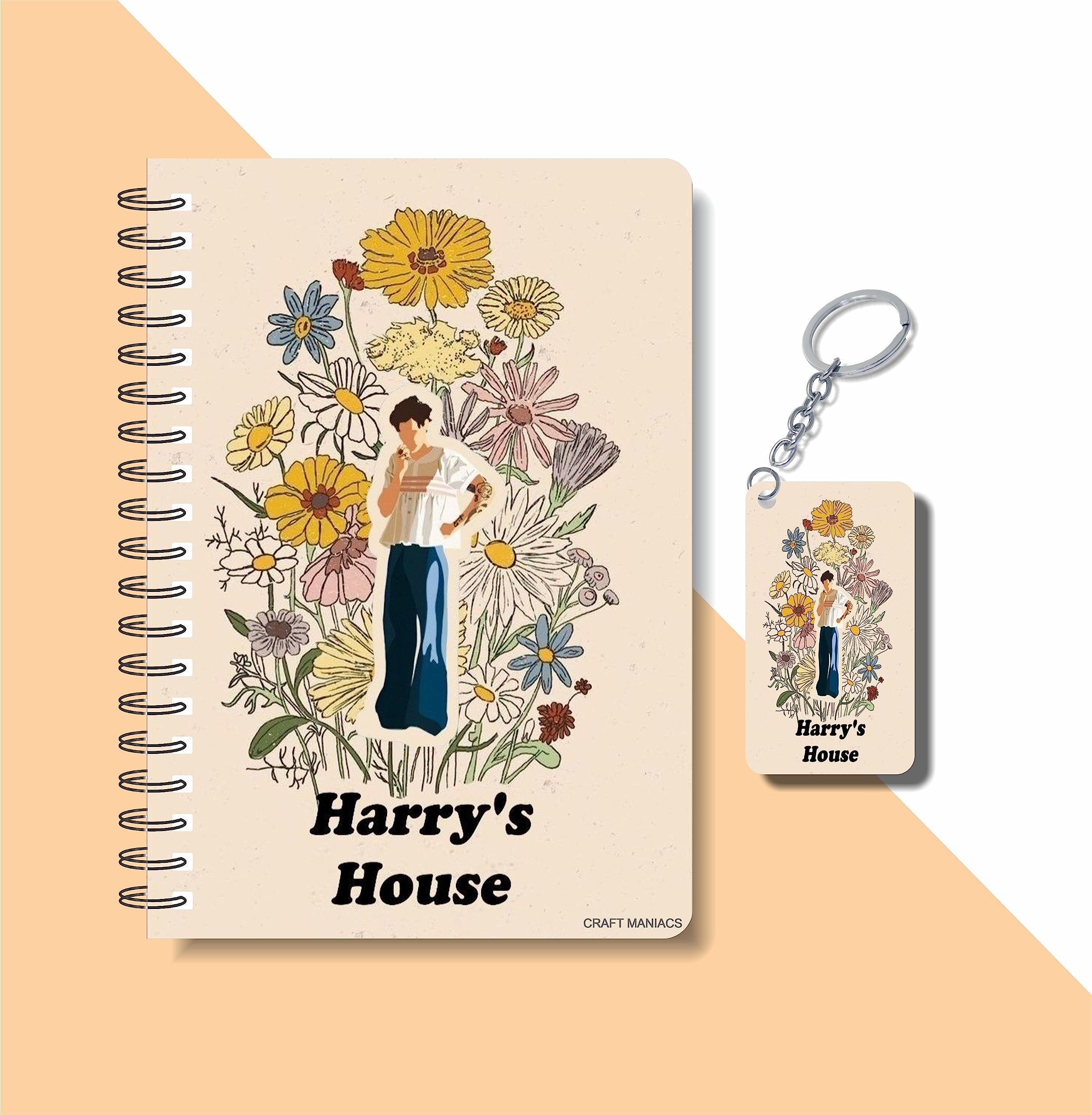 CRAFT MANIACS HARRY STYLE HARRY'S HOUSE ART PRINTED A5 160 RULED PAGES NOTEBOOK & FREE KEYCHAIN BEST GIFT FOR POP SINGER LOVERS