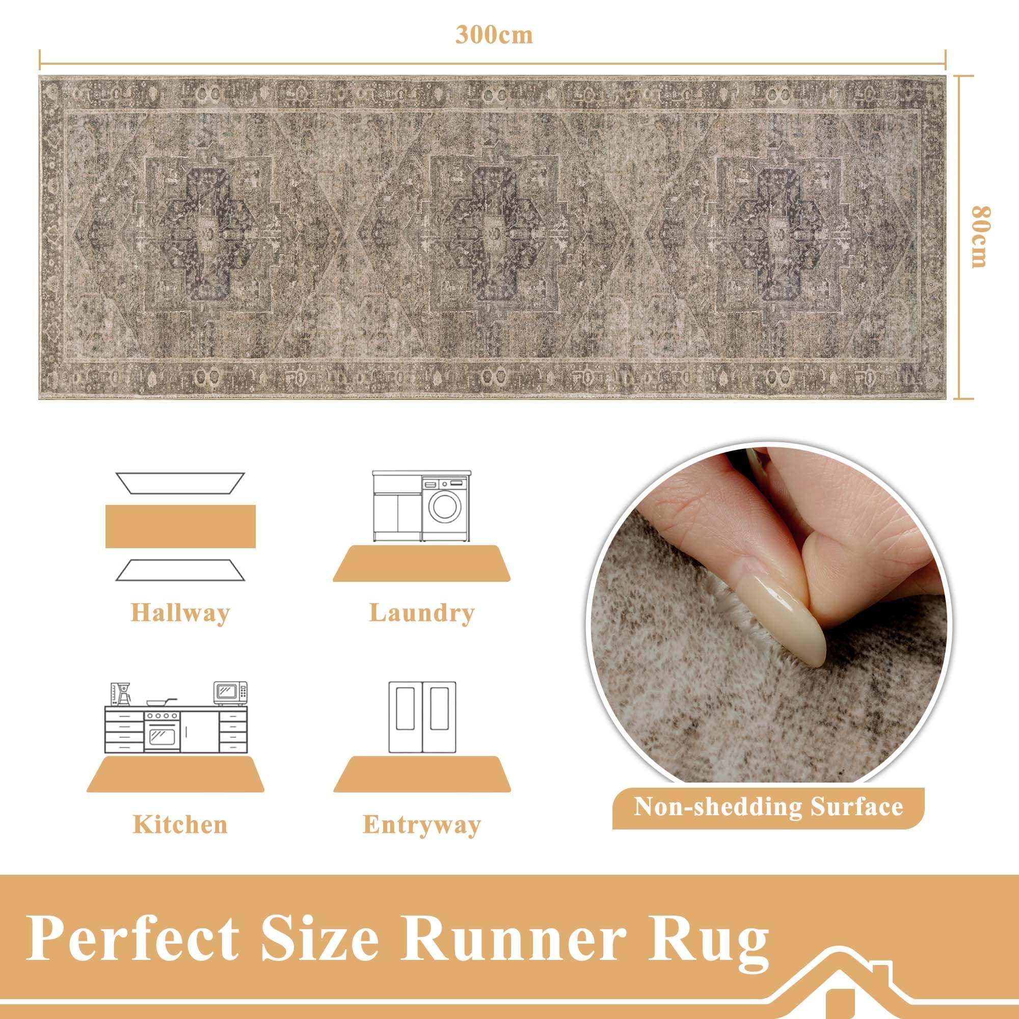 Homcomodar Tappeto Corridoio Nero Marrone 80x300cm Tappeti Passatoia Lungo Cucina Lavabile in Lavatrice Antiscivolo Tapette Camera da Letto Scendiletto Cameretta Ufficio Pelo Corto Carpet