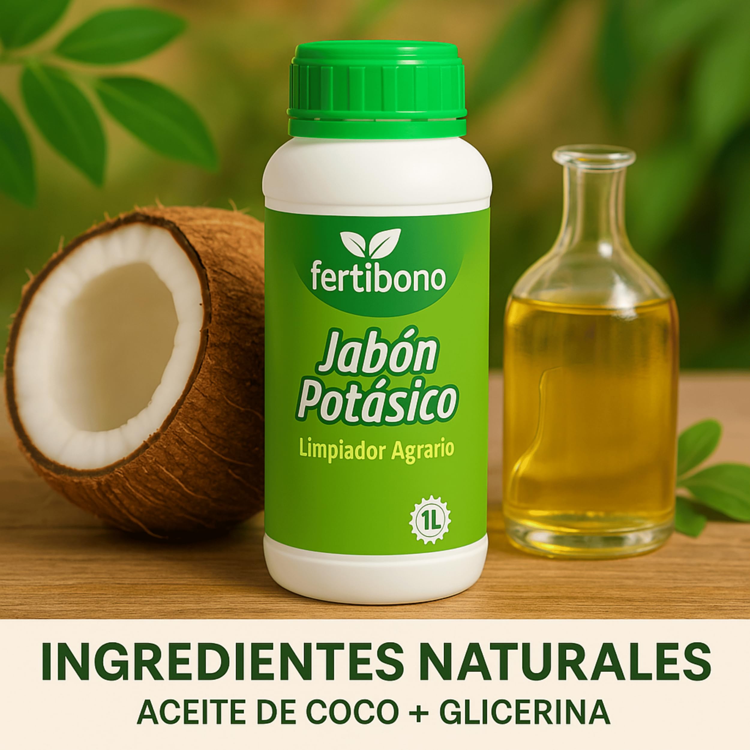 Fertibono - Jabón Potásico y Aceite de Neem - 1L + 1L - Limpieza y Cuidado Natural para Plantas y Jardín - 100% Ecológico y Biodegradable