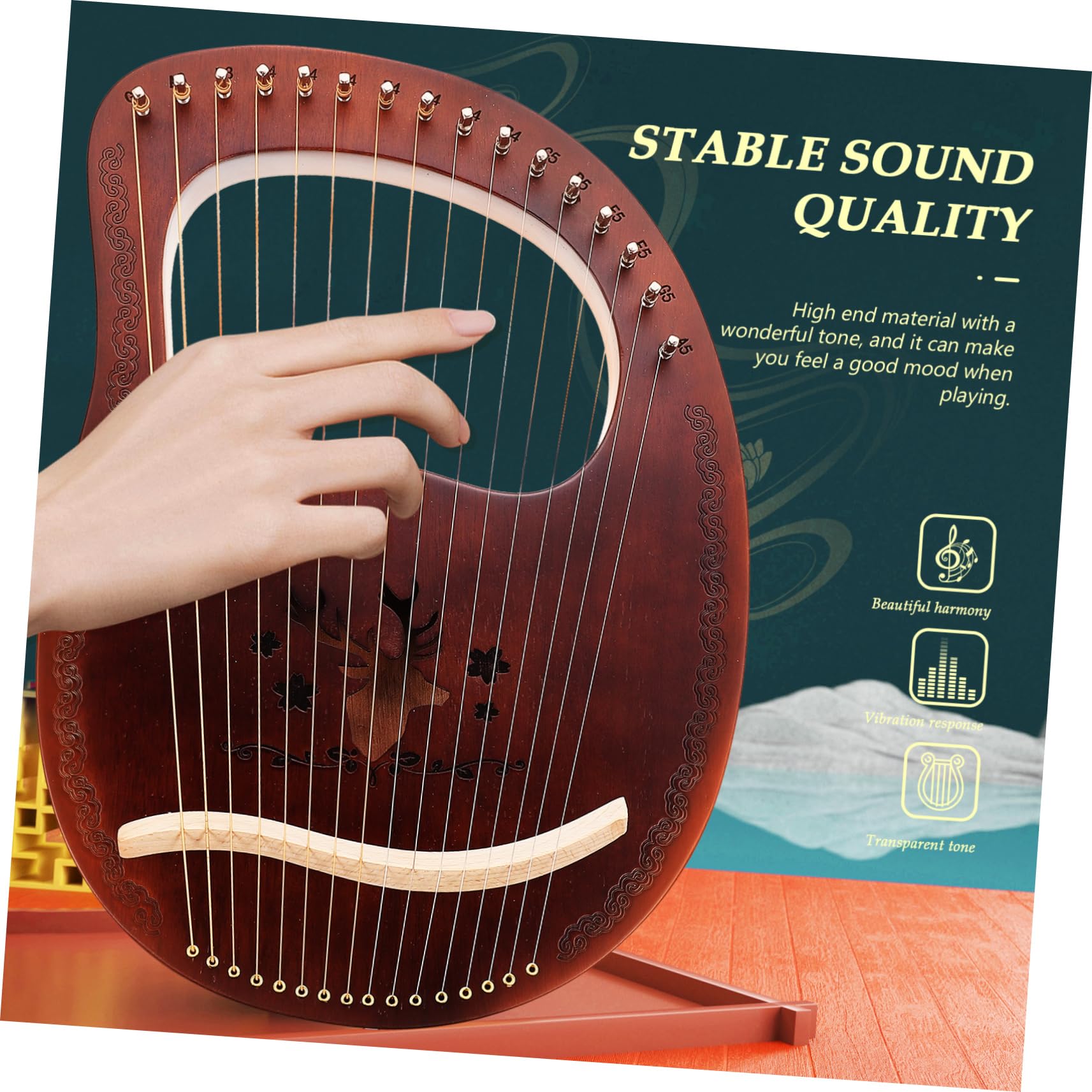 リラハープ 木製 本体と付属品 リラハープ 木製 本体と付属品