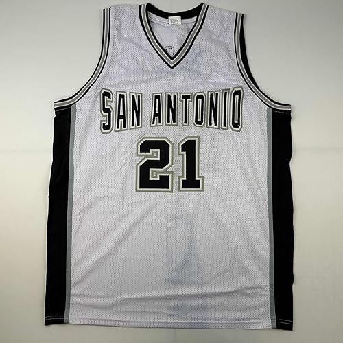 Miniatura 3 de Facsímil - Camiseta de baloncesto con láser de reimpresión láser de San Antonio, autografiado Tim Duncan, talla XL para hombre