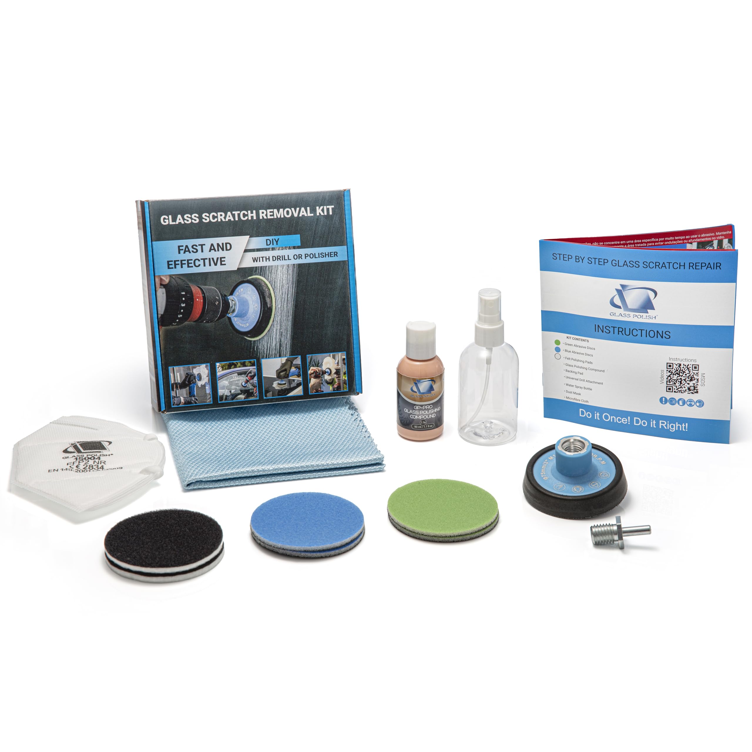Glass Polish Multi-Color Diy 75Mm Glass Scratch Removal Kit For Effective Glass Polishing With Drill Or Polisher, Repairs Deep Scratches, Removes Surface Damage And Restores Original Clarity & Shine