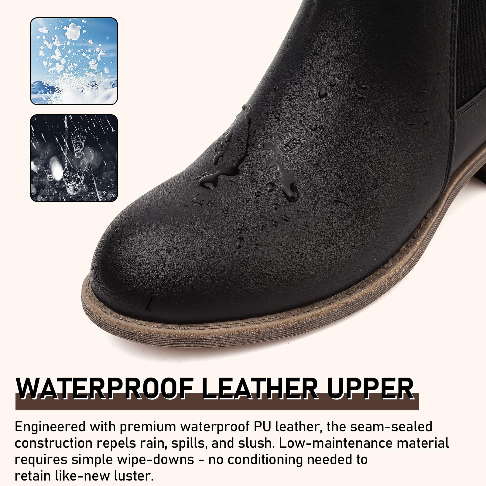 Botas de tobillo para mujer, impermeables, para caminar, a la moda, botines Chelsea con cremallera lateral, zapatos de tacón bajo, puntera puntiaguda, botines cortos casuales