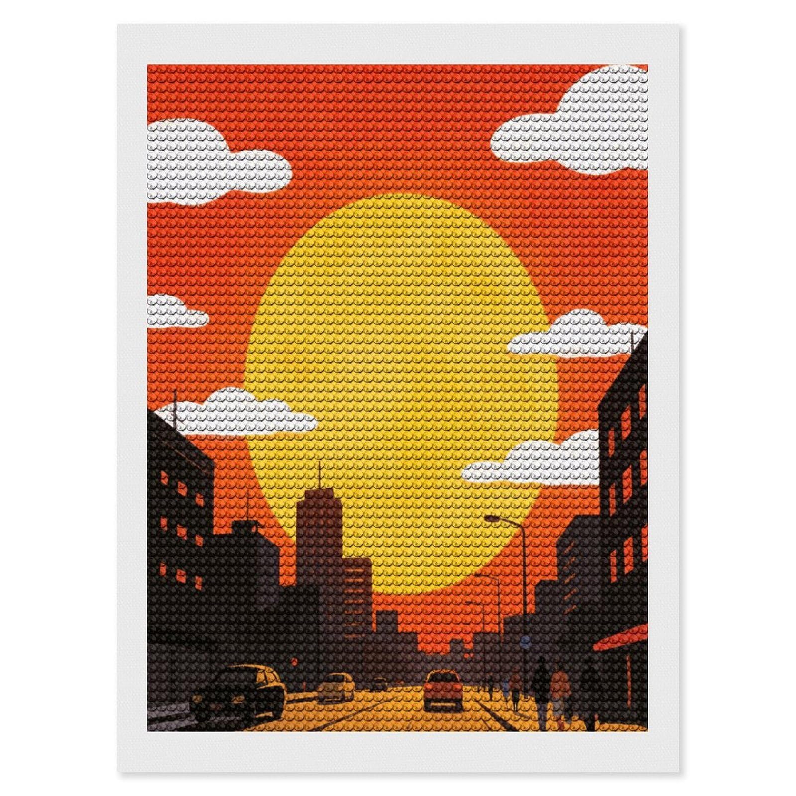 FekiLoot Sunset Paint by Numbers Kit for Adults Beginner DIY Diamond Dots Paintings Round Full Drill Diamond Art Kits Picture Diamond Art Painting Kits for Home Decor 12"x16"
