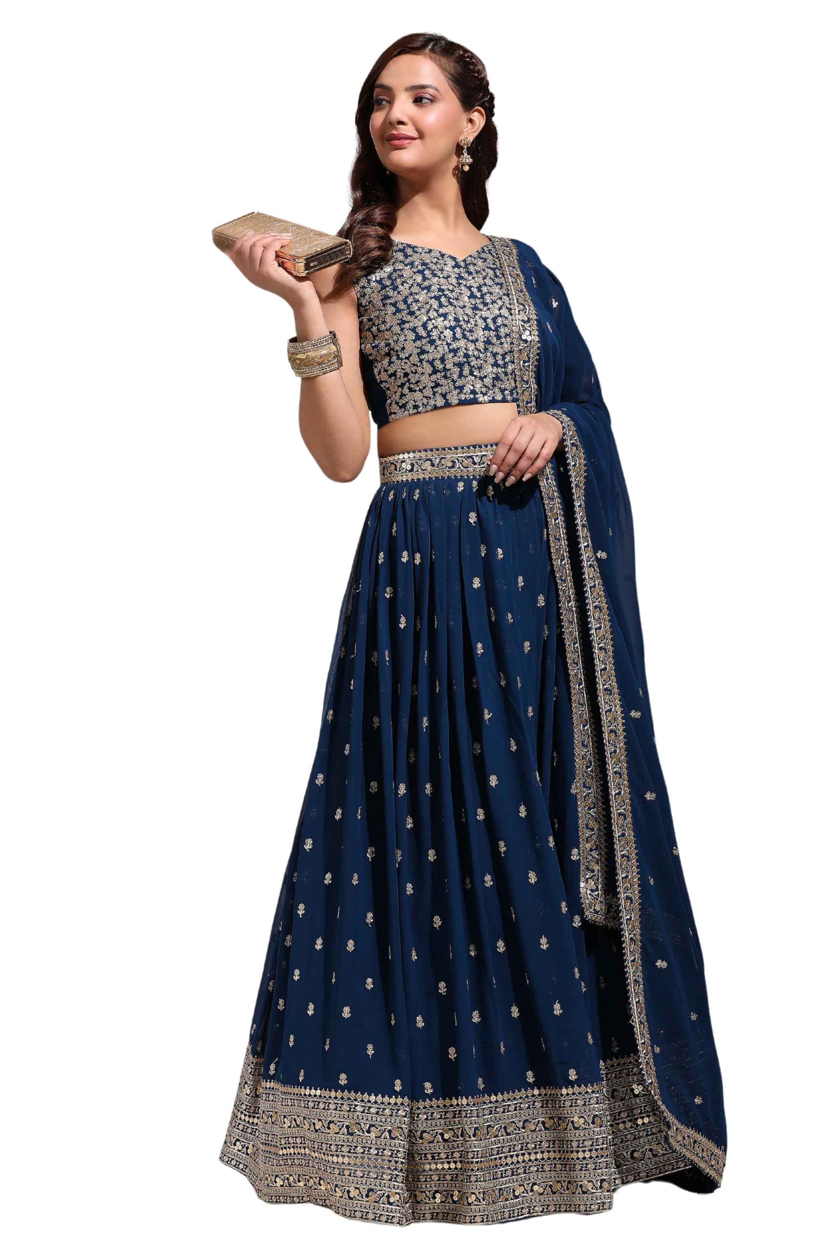 fabcartz Womens Embroidered Georgette Lehenga Choli with Sequins Work-picture-51