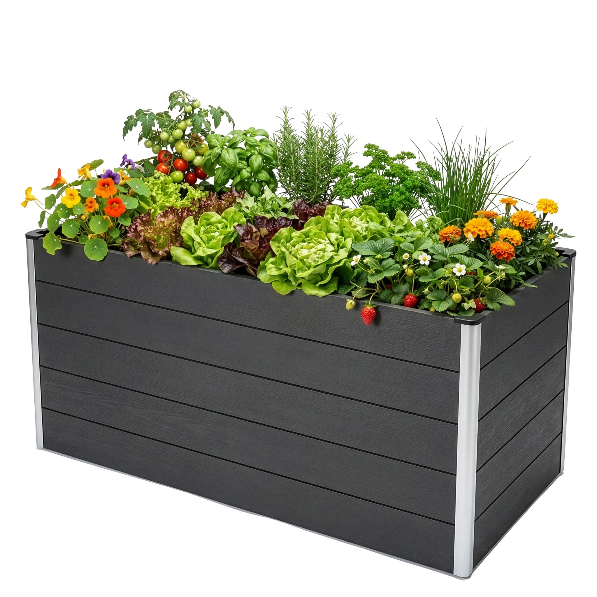 KARAT Hochbeet 150x70x75 cm Anthrazit WPC - Wetterbeständig & pflegeleicht auf Stelzen für Garten, Balkon oder die Terrasse - Kasos