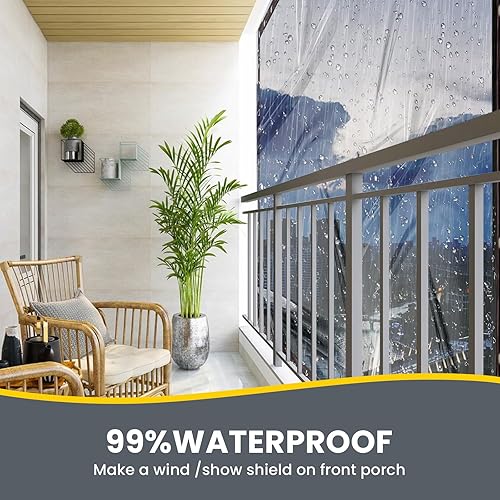 Miniatura 8 de Lona de vinilo transparente impermeable de 10 x 13 pies (ojales de aumento, resistente al agua, para exteriores, jardín, resistente a la lluvia