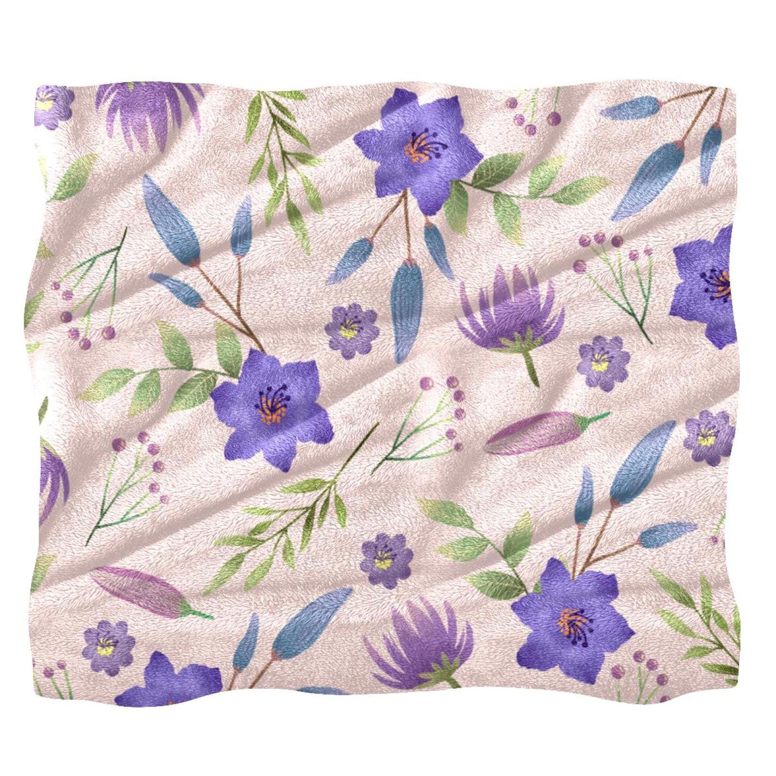 Couvre-lit doux et moelleux fleur sauvage pourpre rétro couverture de lit pastorale garçons filles