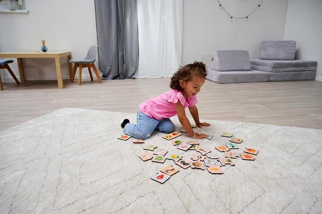 Foto 5 de 8 de Eichhorn Puzzle Montessori de Madera, Frutas y Verduras, 34 Piezas con imágenes Reales, FSC