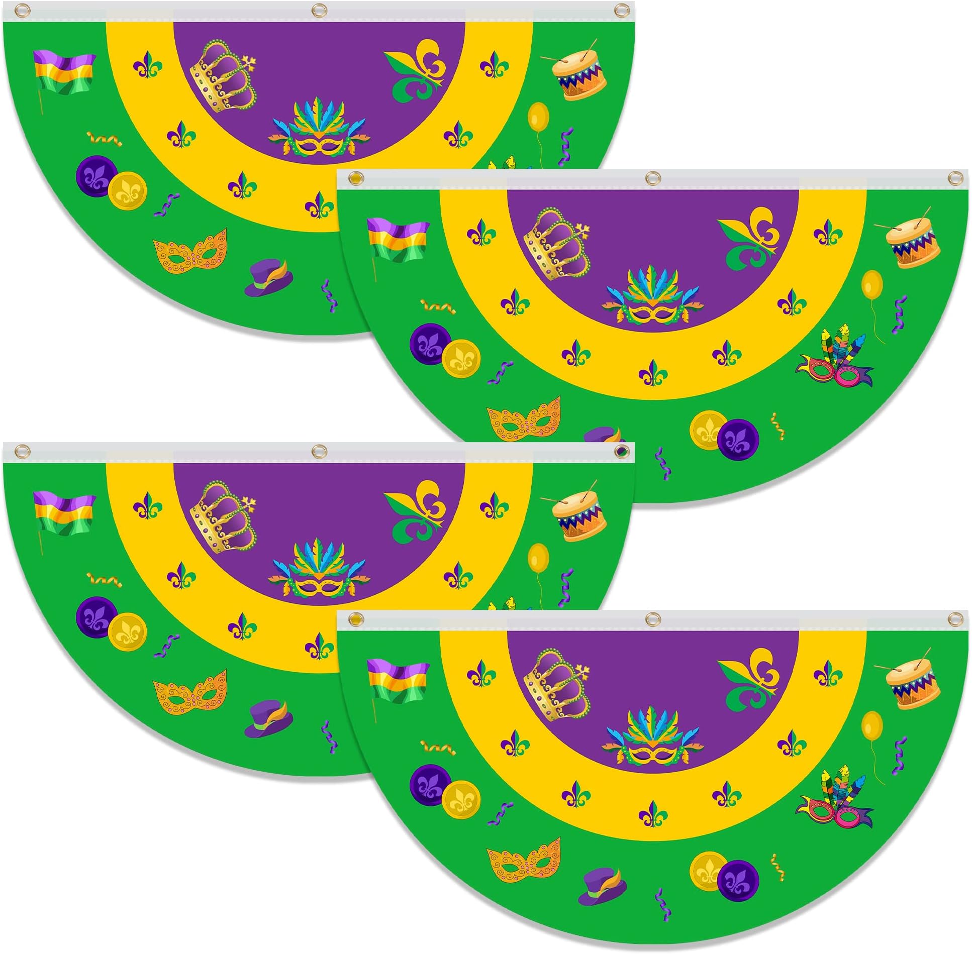 Wehhbtye 2 Bandiere Per Mardi Gras, Colori Viola, Giallo E Verde, In Poliestere, Con Coulisse Regolabili, Per Decorazioni Carnevale - 2