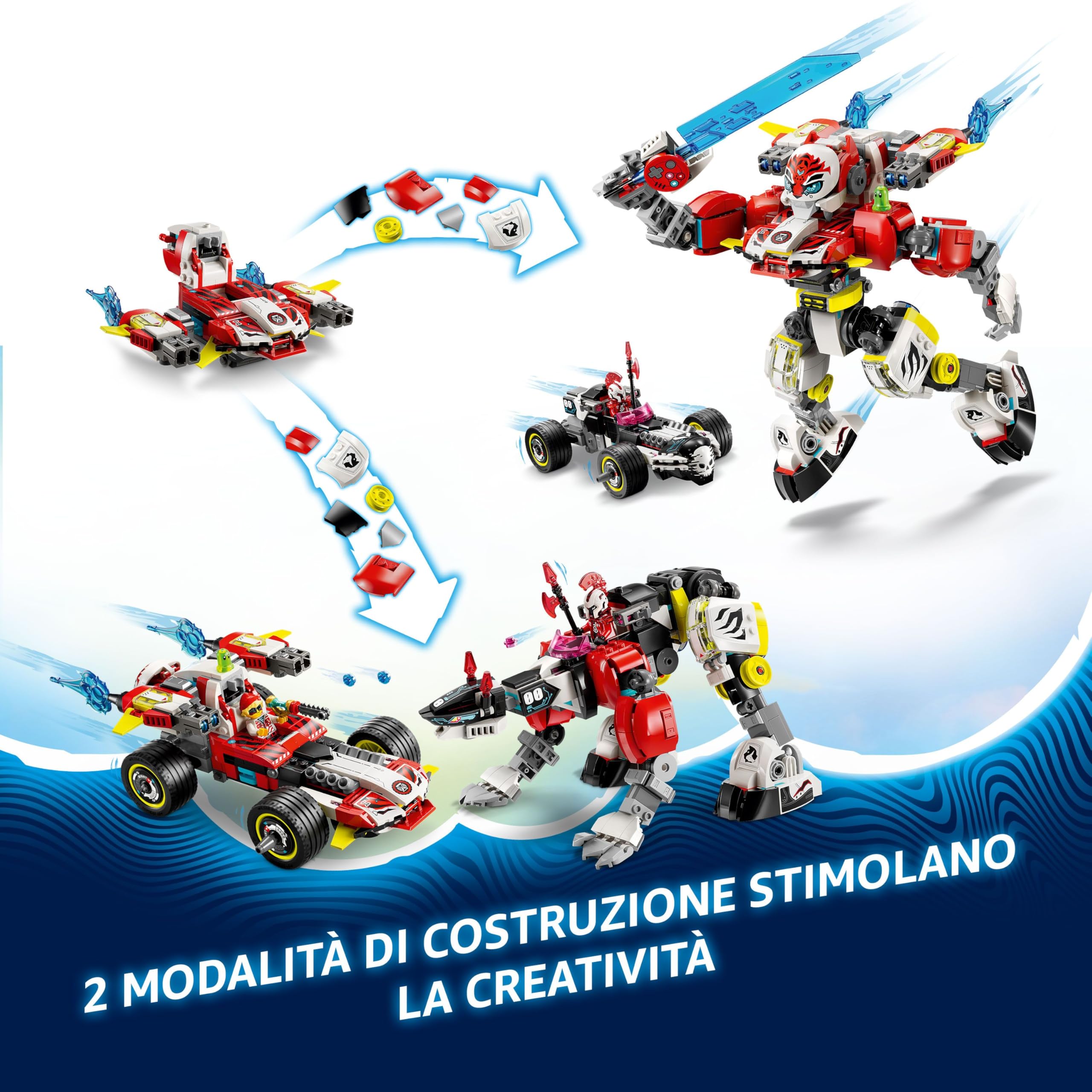 LEGO DREAMZzz Mech Tigre di Cooper e Bolide di Zero, Gioco di Ruolo per Bambini e Bambine da 9 Anni con Veicoli Trasformabili come Robot e Macchina Giocattolo, Idea Regalo di Compleanno 71497
