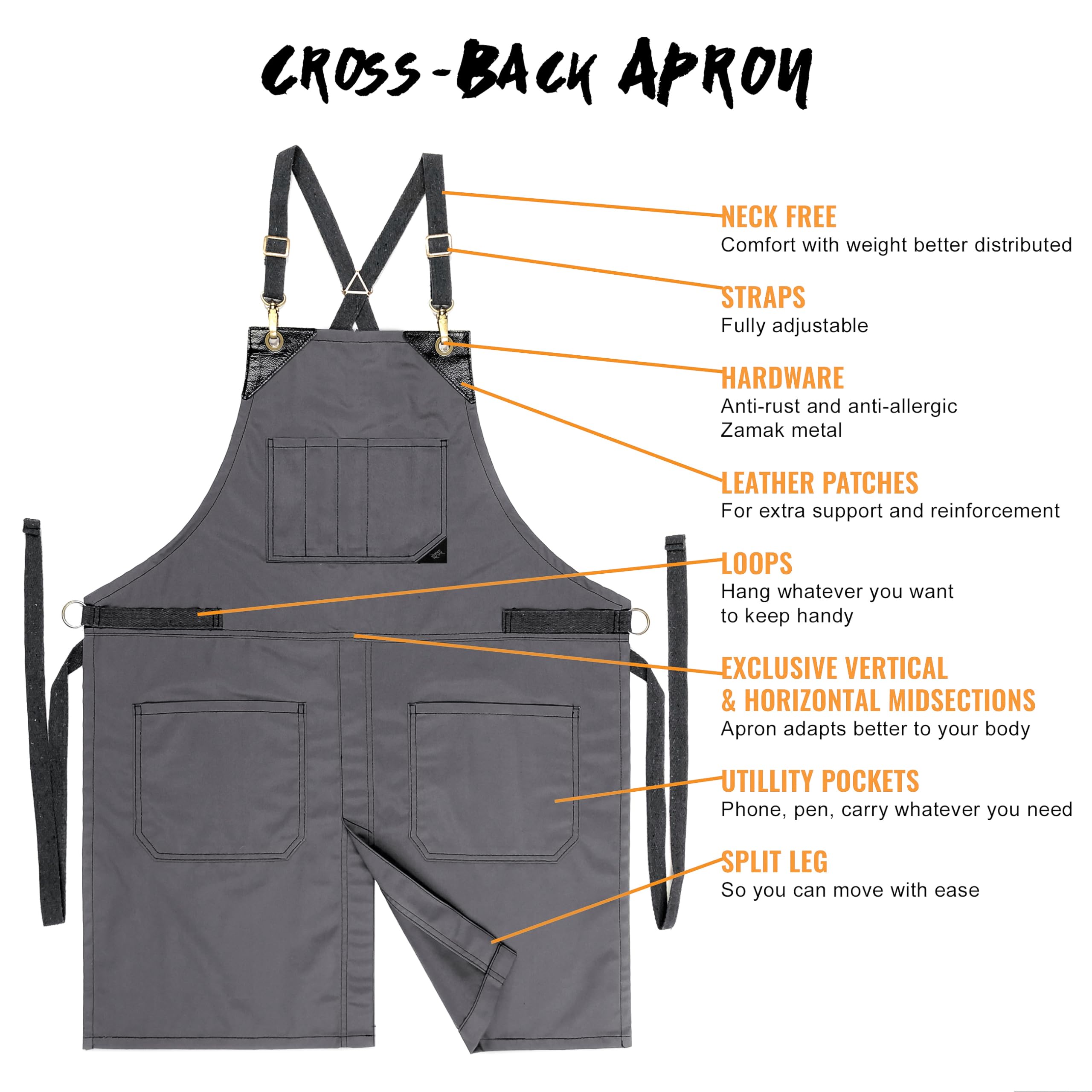 Amazon.com: Under NY Sky Cross-Back Slate Gray Apron - Durable
