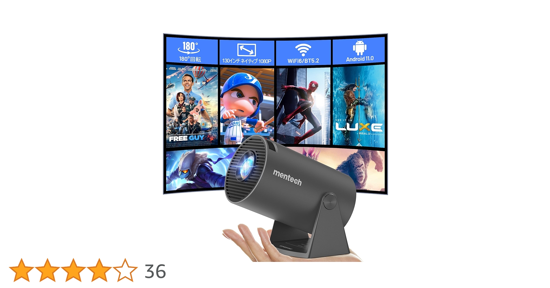 Amazon.co.jp: 180°回転式小型プロジェクター、WiFi・Bluetooth