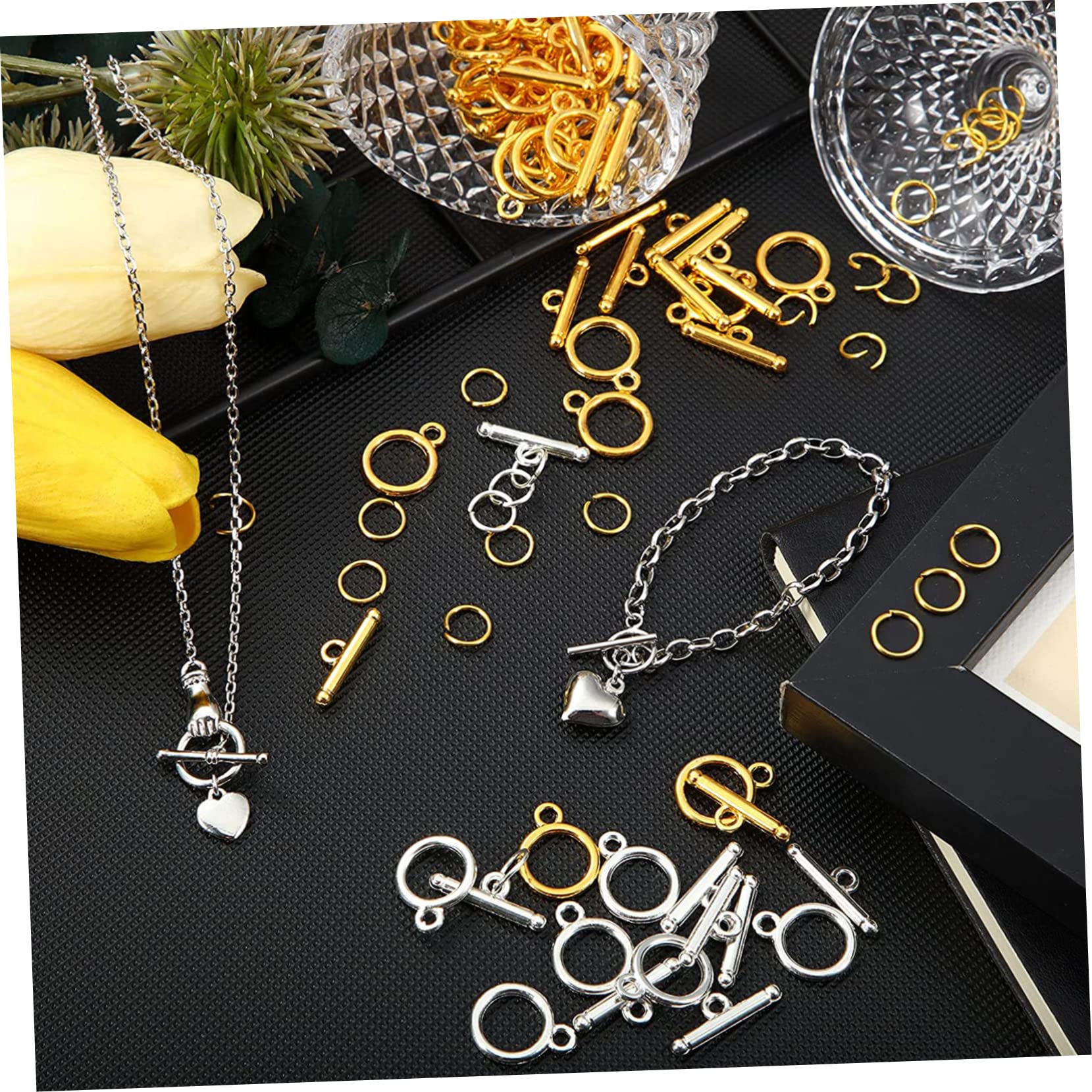 EXCEART 240sets Chiusure Lega Per Bracciali e Collane Fibbia Toggle Per Creazioni Fai Te e Facili Da Usare e Resistenti Alla Corrosione