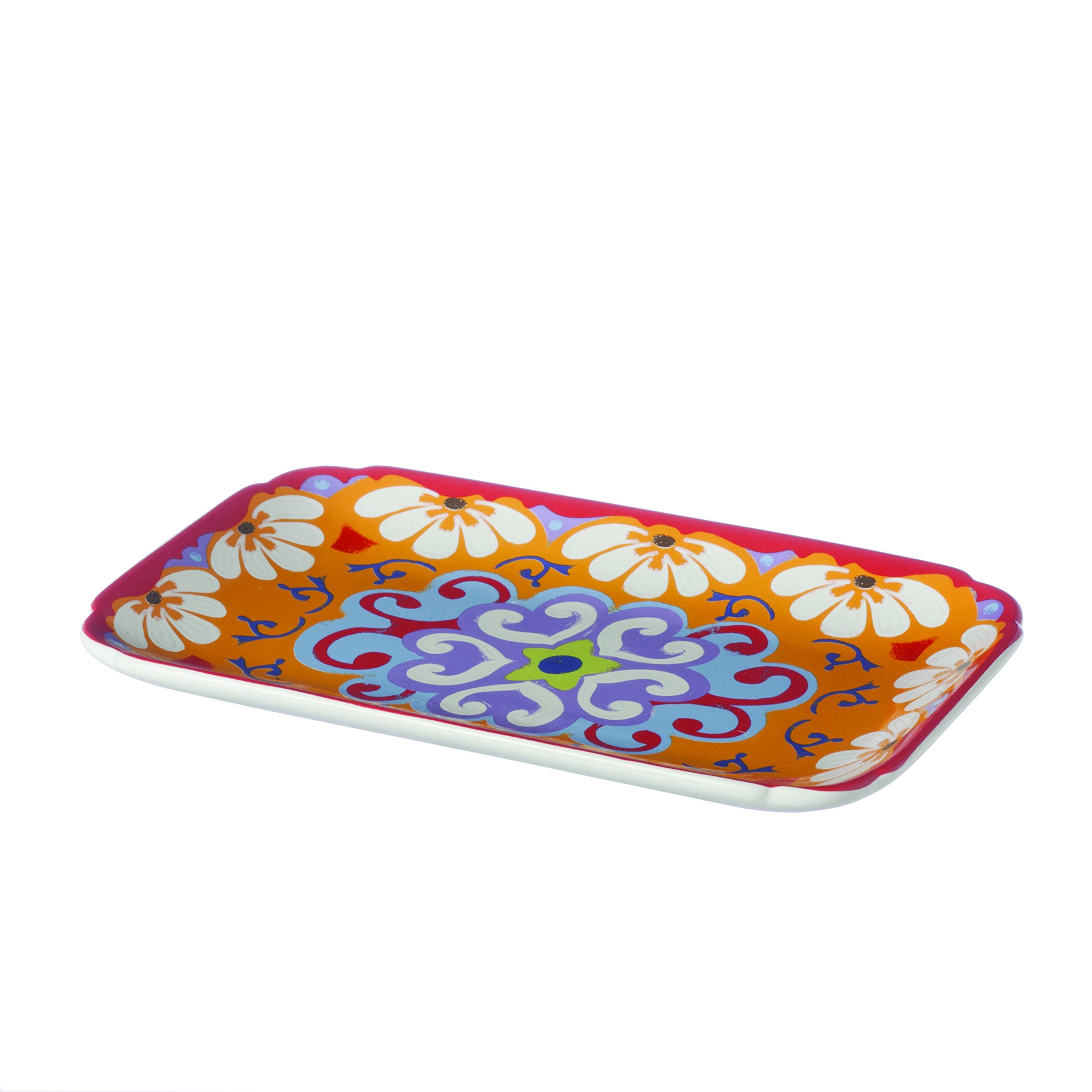 Nador Rectangle Tray, Porcelain, Multi-Colour, 20 x 13 x 0.1 cm