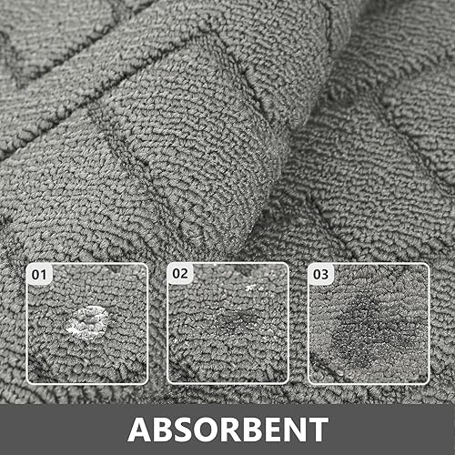 Miniatura 5 de hicorfe Juego de alfombras y tapetes de cocina, 2 piezas de polipropileno súper absorbente, tapete antideslizante de polipropileno suave y cómodo,