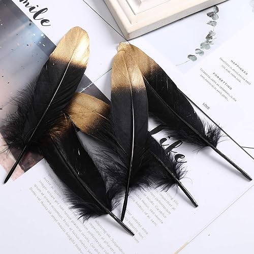 Miniatura 5 de 50 plumas de ganso bañadas en oro, coloridas plumas de ganso bañadas en plata, 6-8 pulgadas de longitud para manualidades, hogar, fiesta, boda,