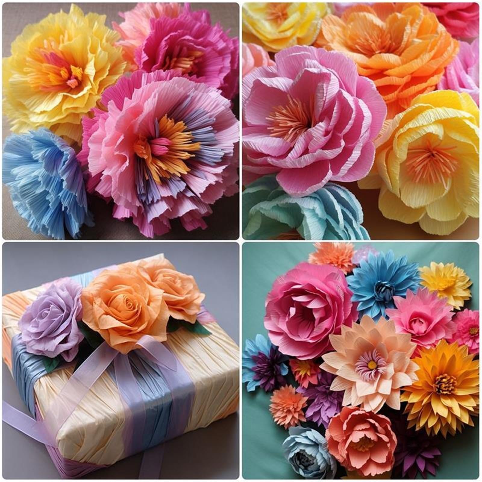5 rouleaux de papier crépon coloré 250x50cm pour Mariage et Fête