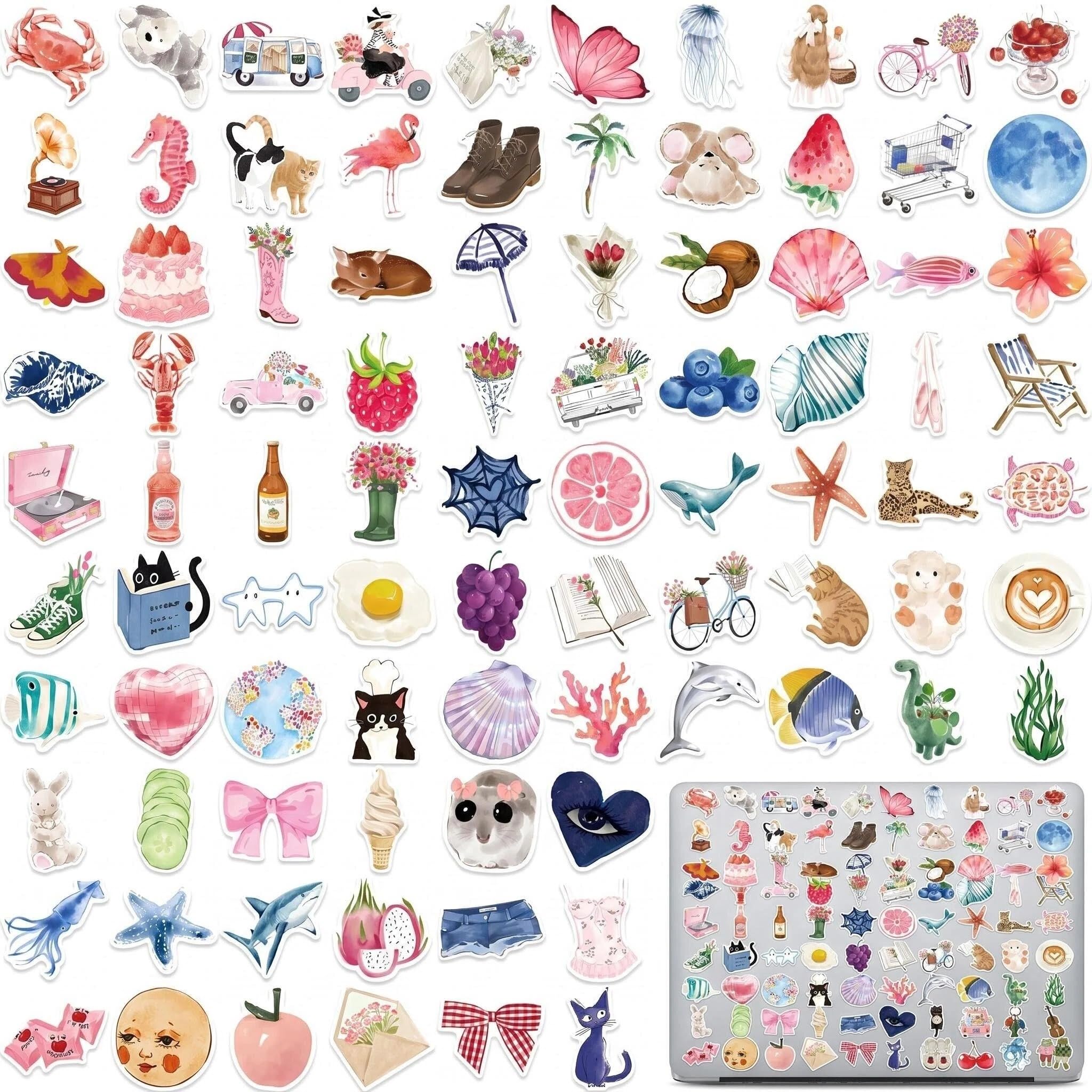 FeiatPogra 100 Pack Aesthetic Vinyl Stickers - Waterproof Cute Stickers for Adults, Laptop Stickers Journal Stickers Scrapbook Stickers for Phone & Water Bottle，Suitcase Stickers，Small Stickers
