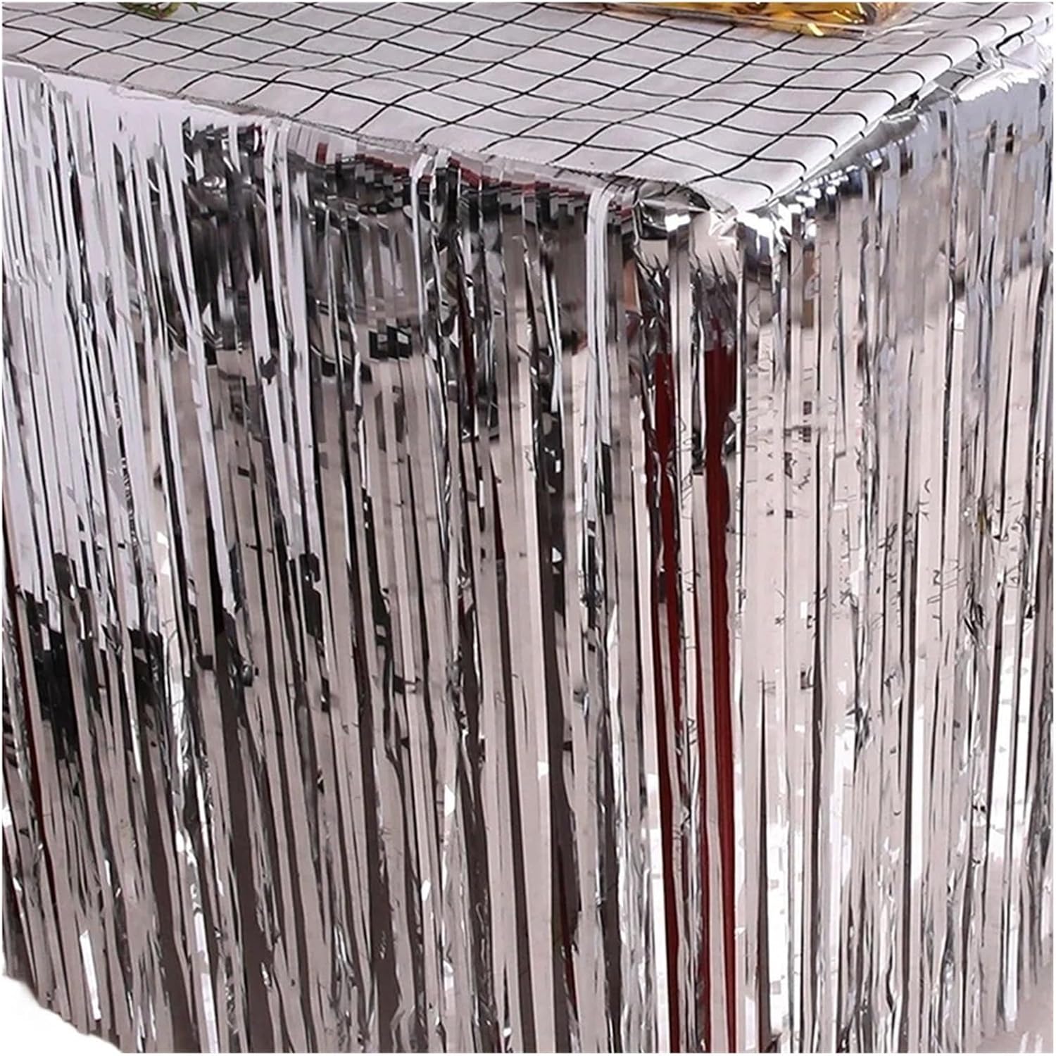 Party Table Skirt， Table Skirt Wedding Decoration Table Decoration for Home Birthday Party Decor Metal Rain Tinsel Table Skirt for Wedding, Birthday, Party, Bar, Prom(Lgiht Blue)