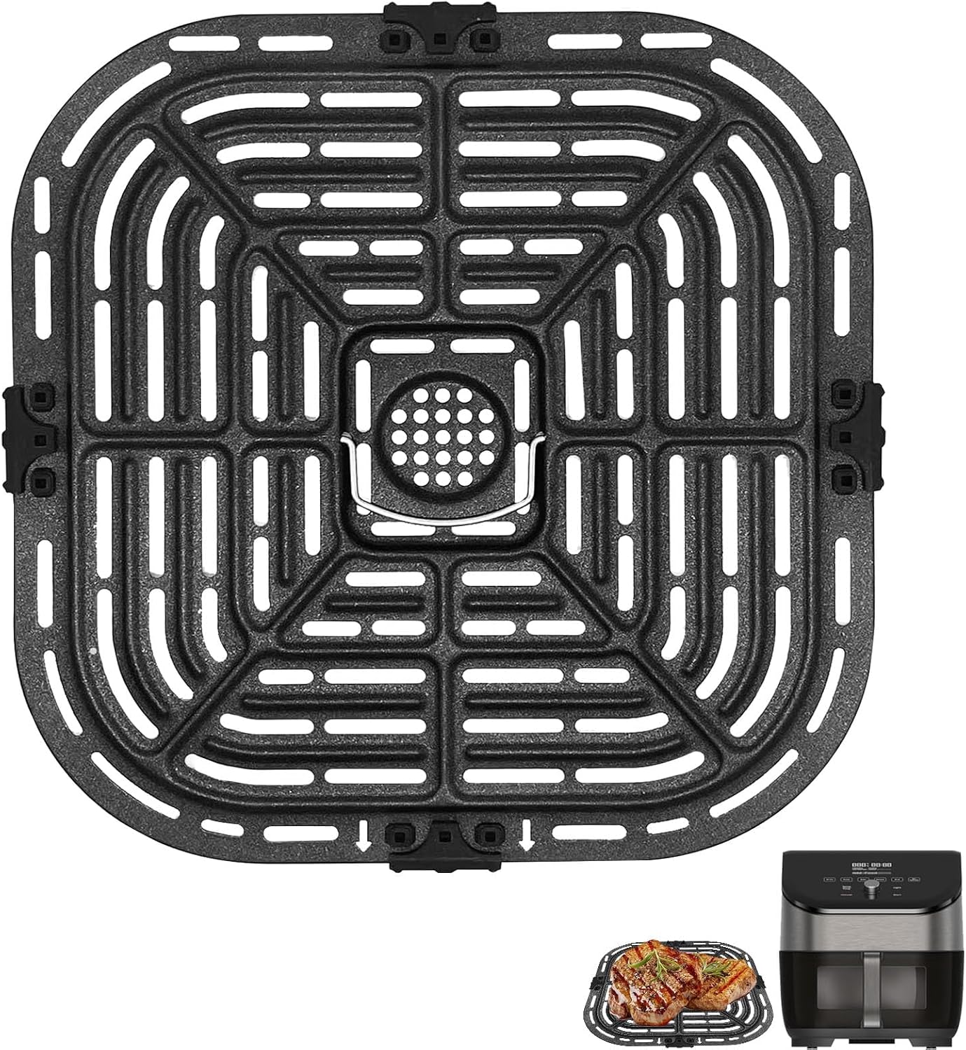 Air Fryer Replacement Tray for Instant Pot Vortex 6 in 1 6 QT Gourmia GAF735 6 QT, Original Air Fryer Accessories Grill Pan Plate Crisper Plate Rack Parts,Dishwasher Safe