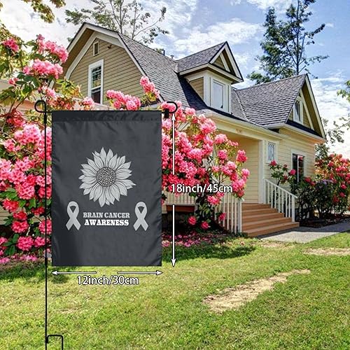 Miniatura 2 de Bandera de jardín de concientización sobre el cáncer de cerebro, 12 x 18 pulgadas, pancartas verticales de doble cara para decoración del hogar,