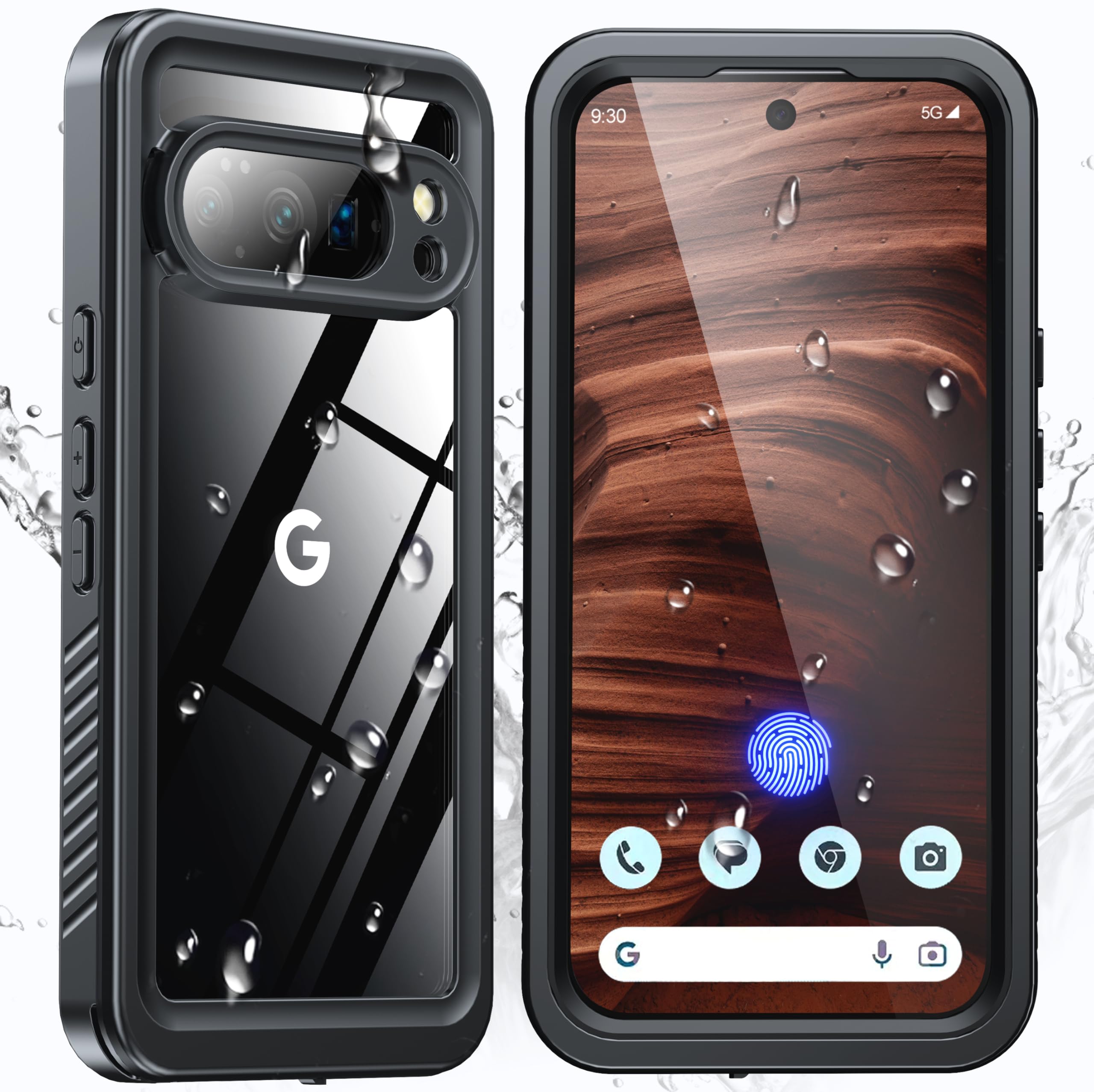 Hoes voor Google Pixel 10 Pro XL, waterdicht, met geïntegreerde camera- en displaybescherming, IP68 waterdicht, militaire valbescherming, 360° volledige bescherming, onderwaterhoes, 10 Pro XL, zwart