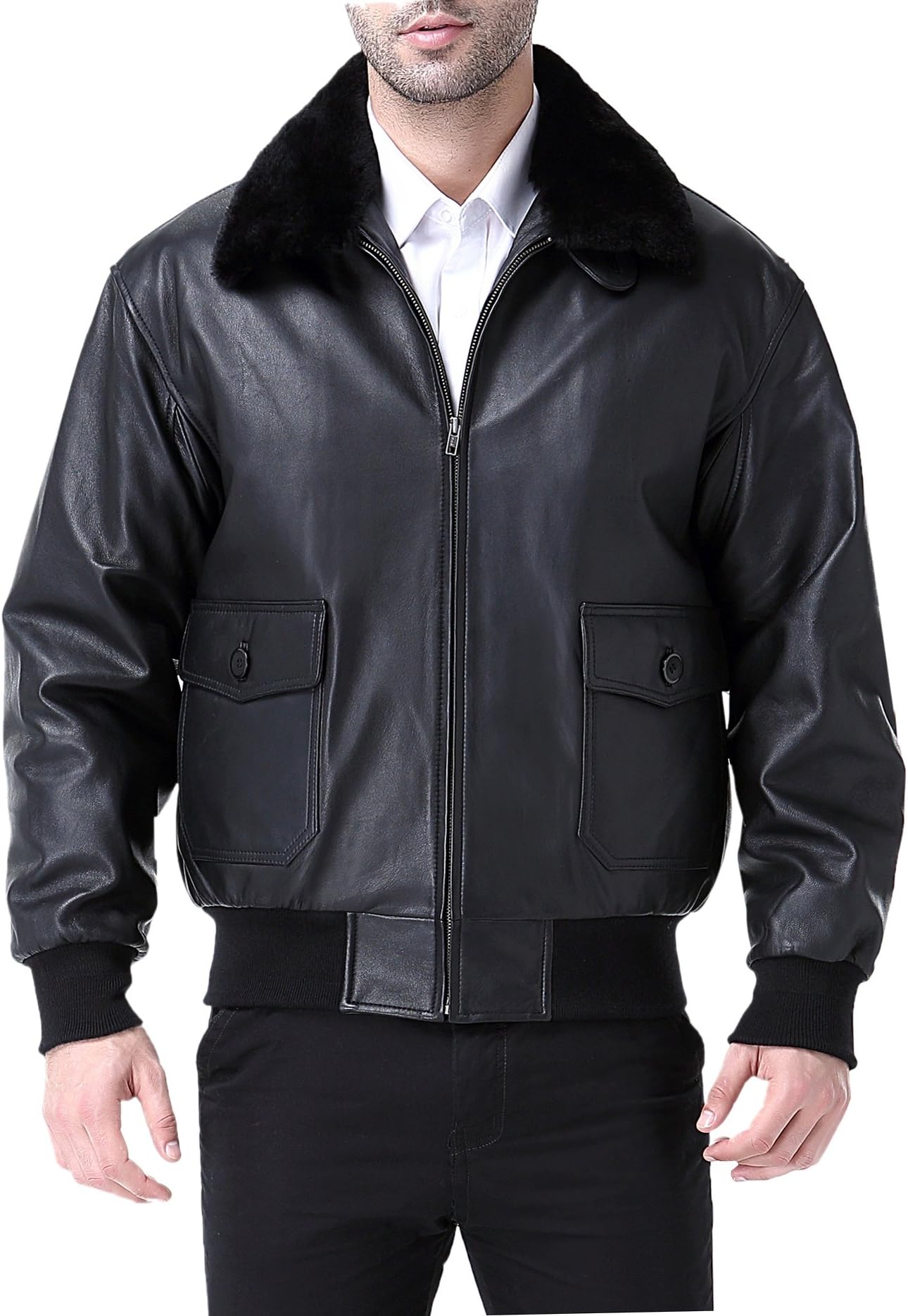 Men's G1 Goatskin Bomber Jacket with Fur