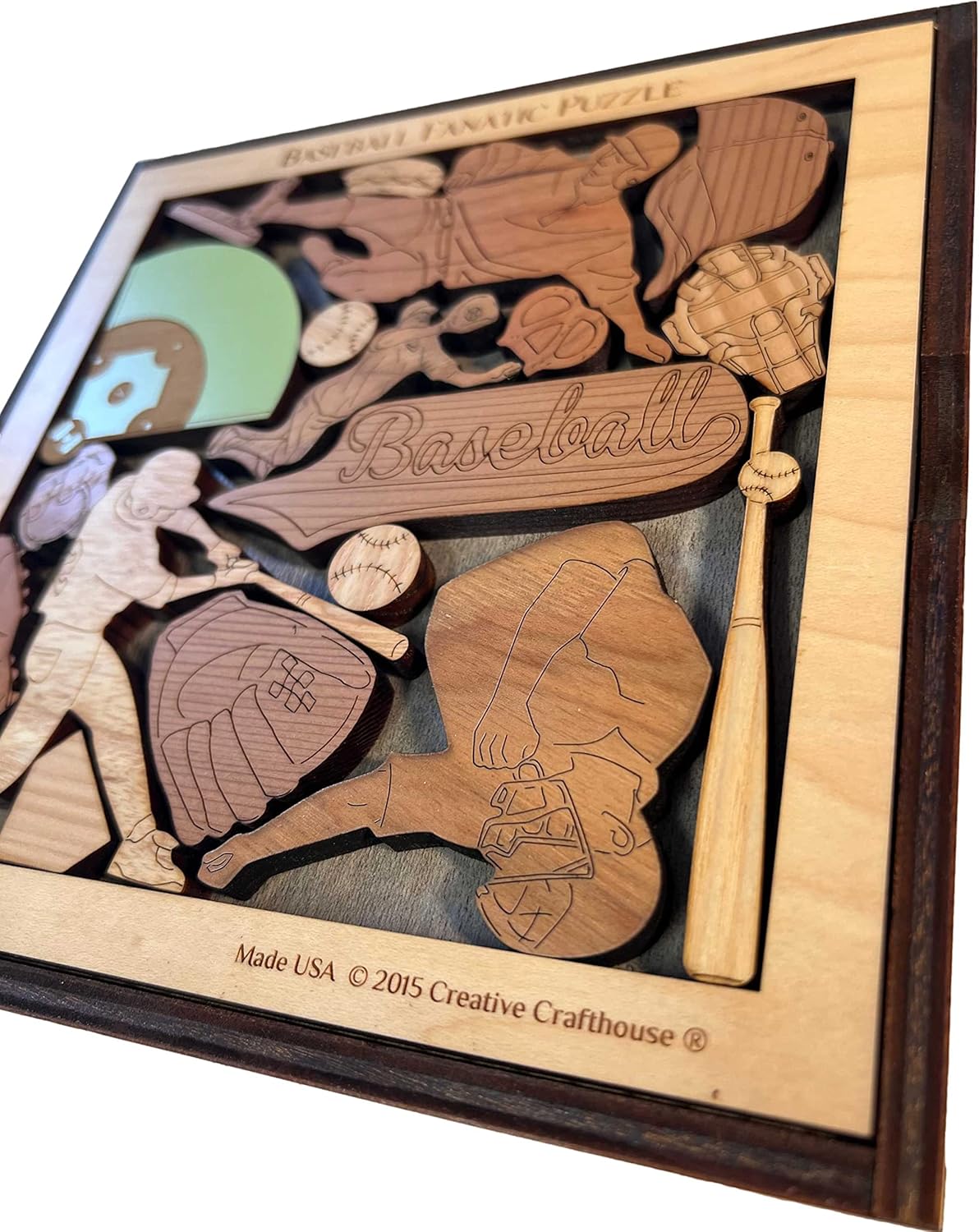 Personalizable Gift for Baseball Player - The Baseball Fanatic Puzzle - Customize with Laser Engraved Name - Wooden Brain Teaser Decor