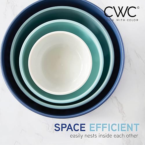 Vista 171 de COOK WITH COLOR - Juego de tazones de preparación profundos con tapas, para mezclar, de plástico, pequeños y apilables (color rosa/gris)