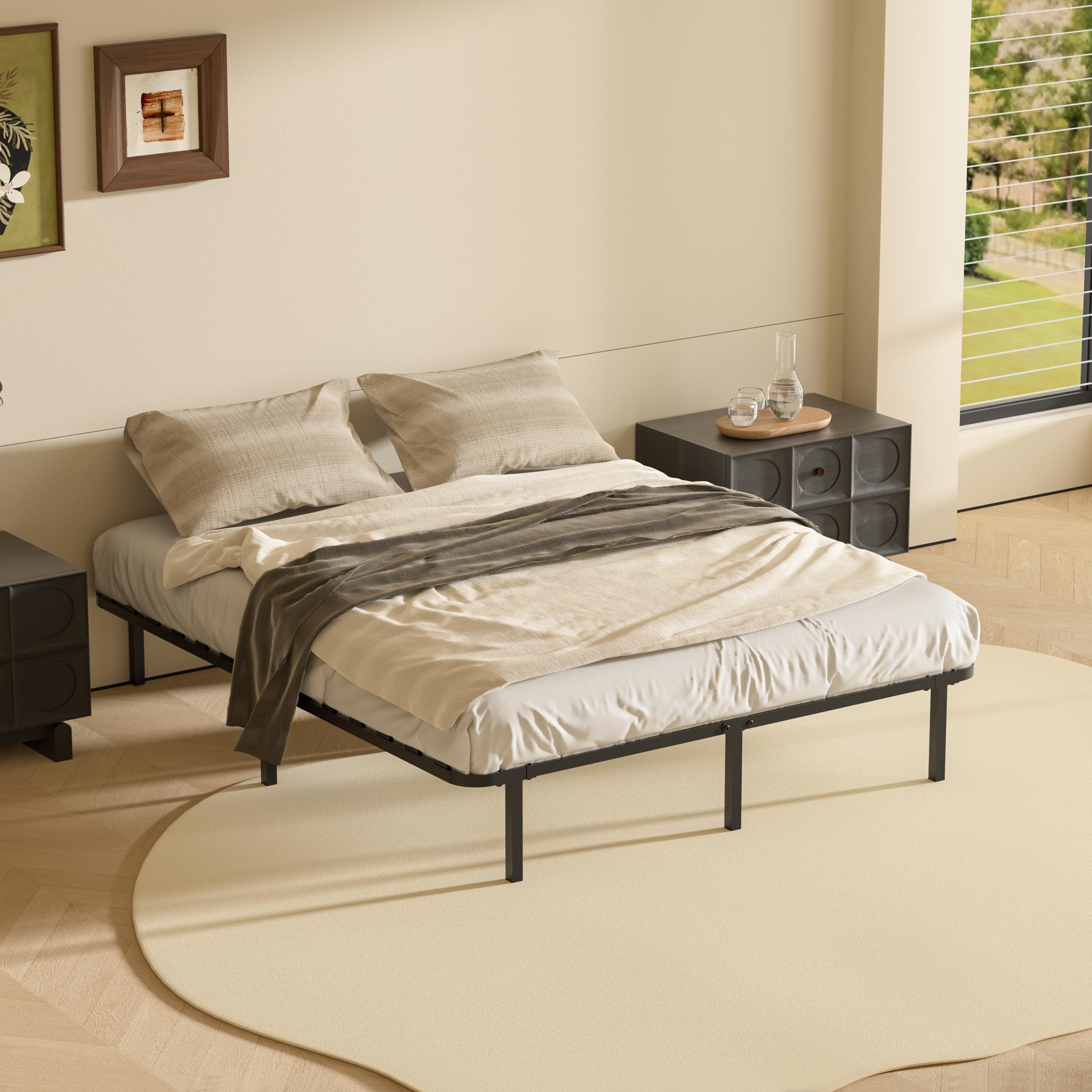 DEWINNER Rete Matrimoniale 160x190 cm, Altezza 35cm, Ortopedica con 9 Piedi,Letto Ferro Battuto con Rete a Doghe Matrimoniale regolatori di rigidità con Doppie doghe centrali