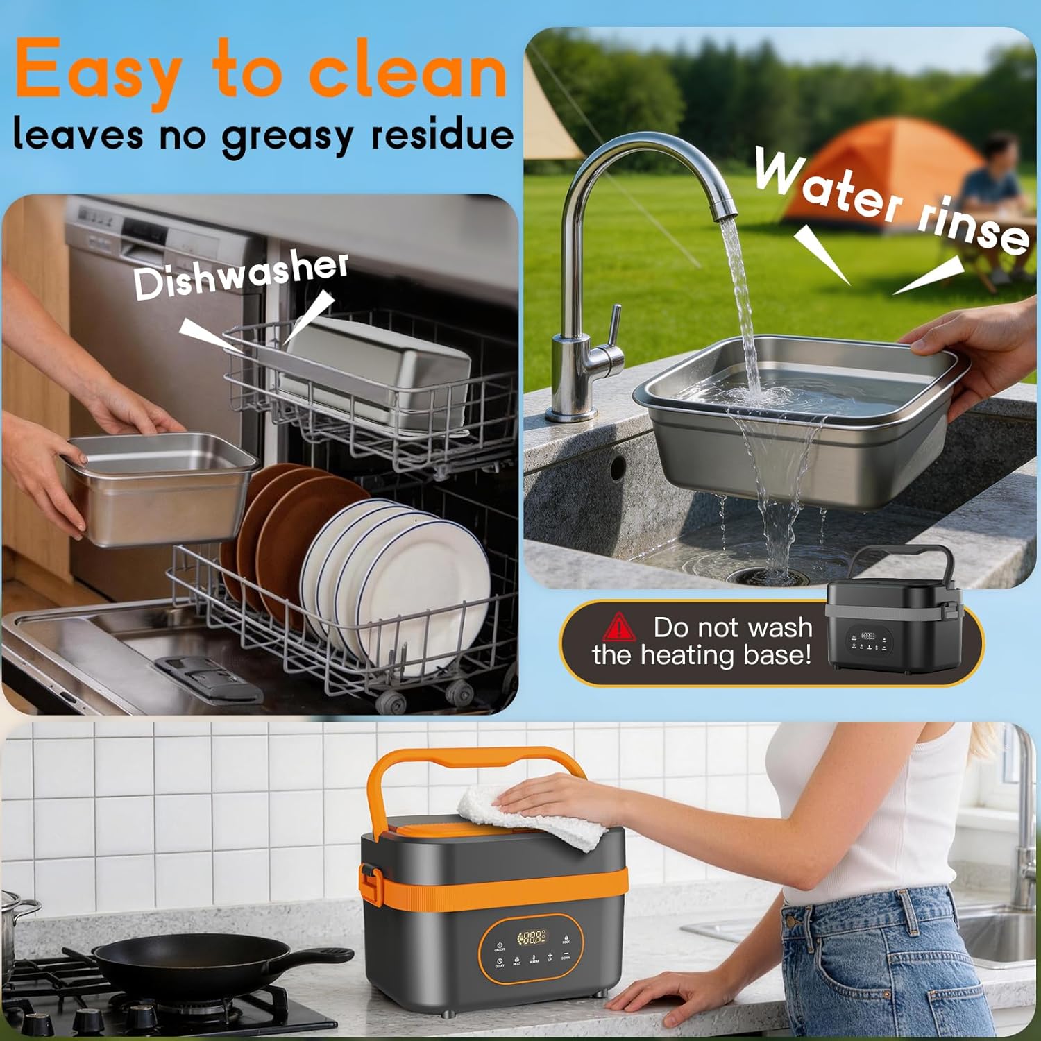 Cordless Electric Lunch Box for Adults, 6.3-Cup Rechargeable Self Heating Lunch Box with Scheduled Heating & Automatic Keep Warm, Portable Food Warmer for Work, Office, Travel & Outdoor Use