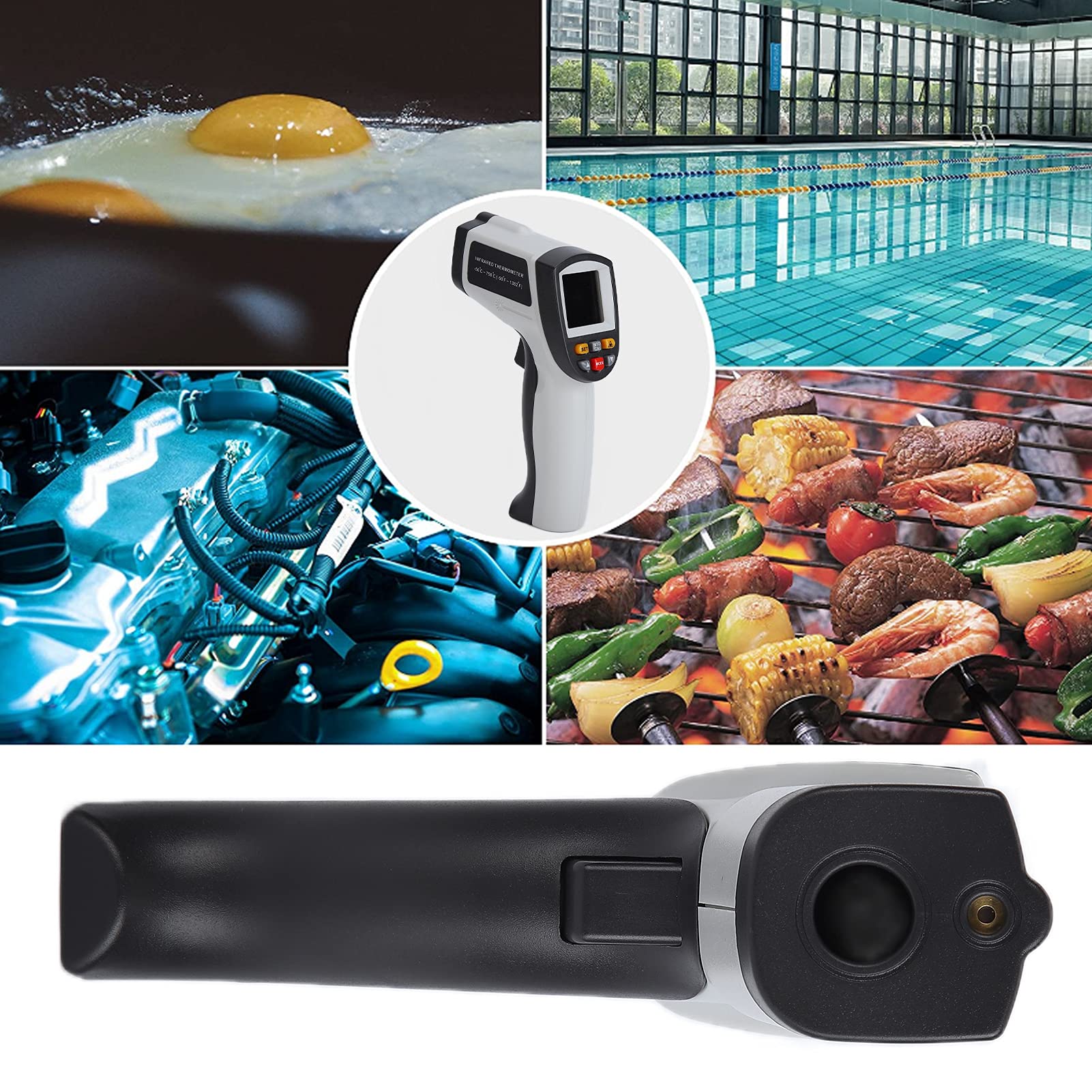 Termometr na podczerwień GM750 Ręczny bezkontaktowy cyfrowy pistolet do pomiaru temperatury z podświetleniem ekranu LCD do zastosowań przemysłowych Rury do gorącej wody Silniki