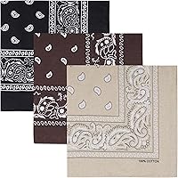 Raylarnia 100% Cotton Paisley Bandanas for Men & Women - 22 Inch Large Headbands, Neck Scarves, Multi-Color Packs