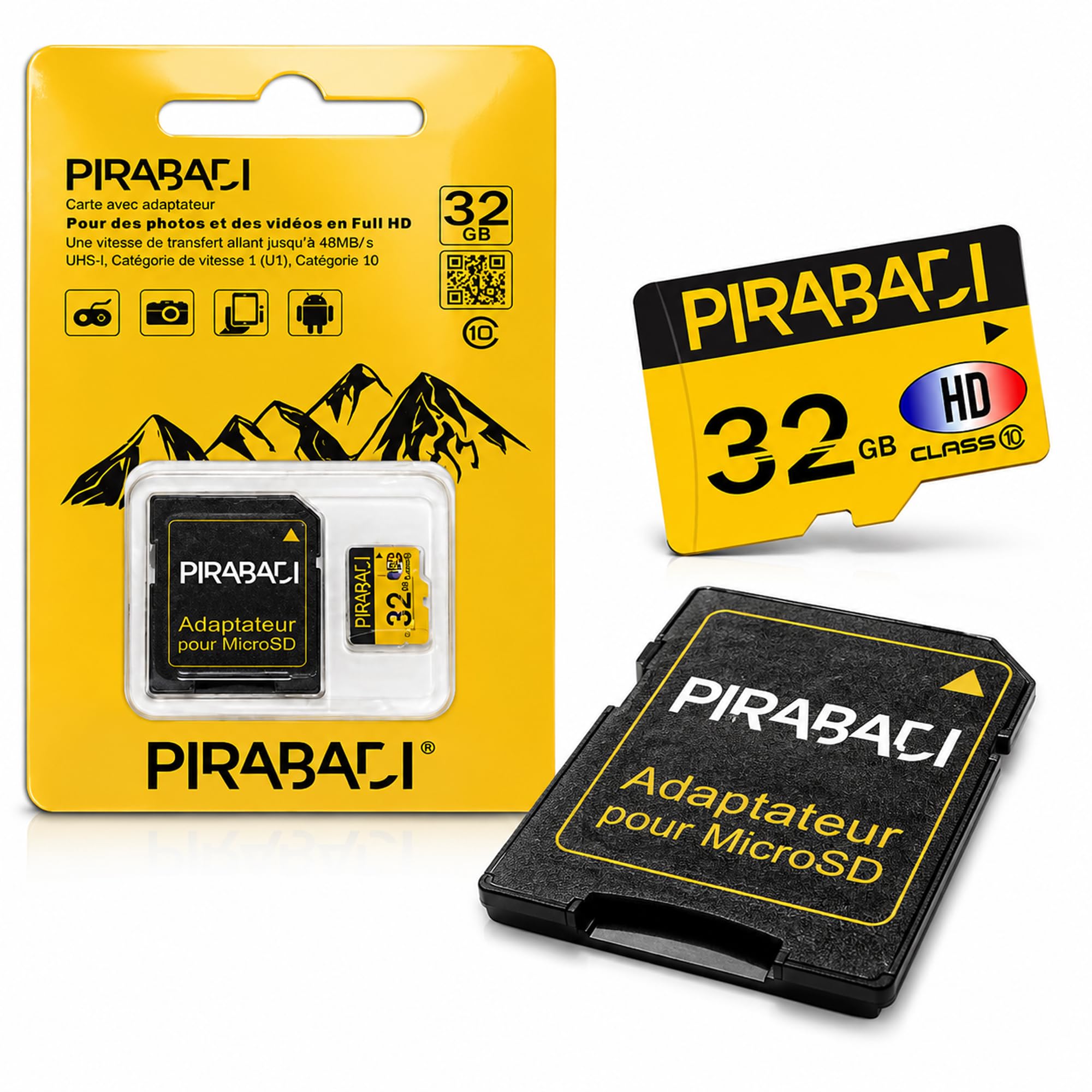 Carte MEMOIRE SD 32GB 32GO 32 GB GO Original | PIRABADI Ultra Extreme Pro | CAPACITE Reel | + Adaptateur | Marque 100% Francaise