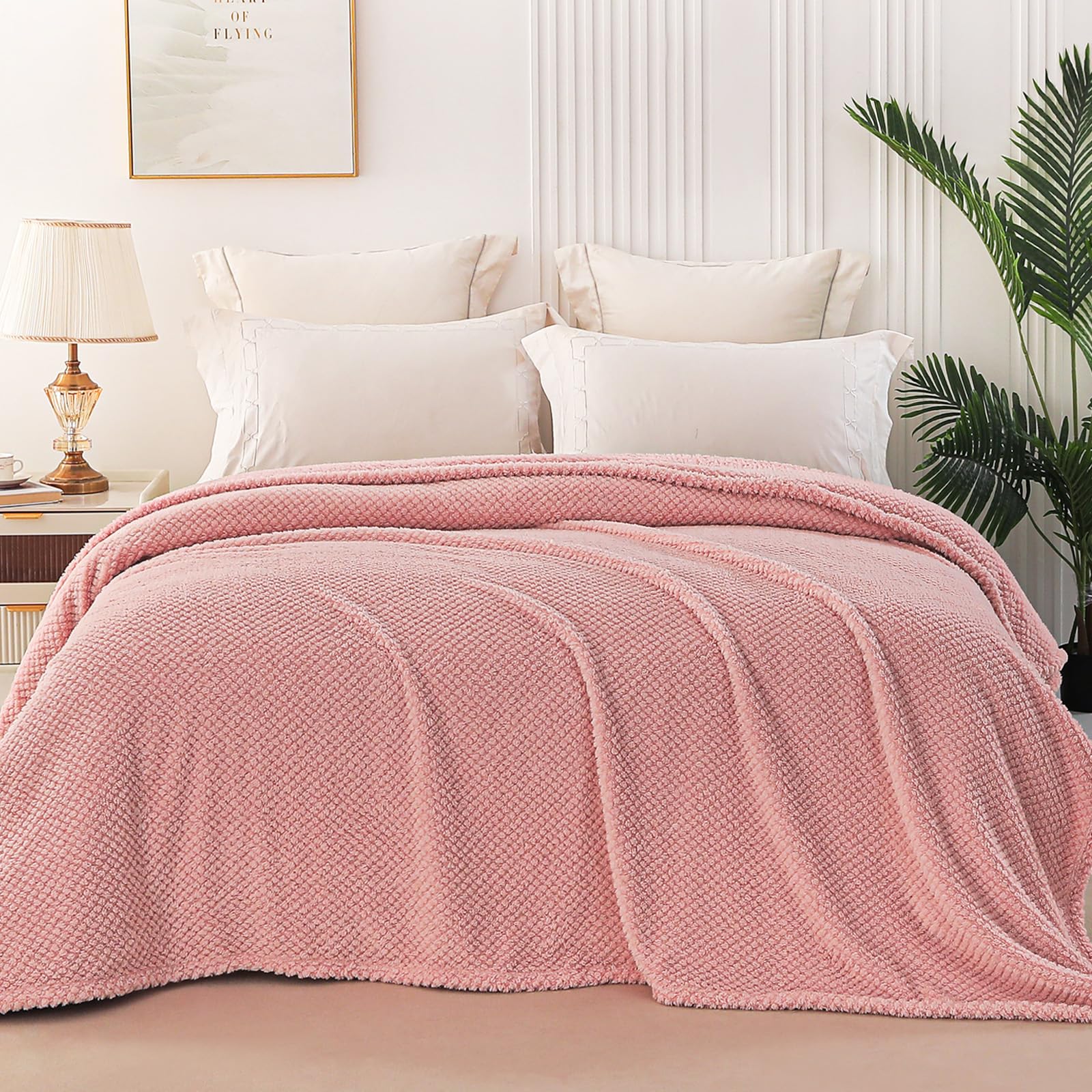 Whale Flotilla King Size Fuzzy Fleece Blanket for Bed 230x264 CM Fluffy Warm Soft Jacquard Bed Blankets for All Season Lightweight and Cozy - Image 3