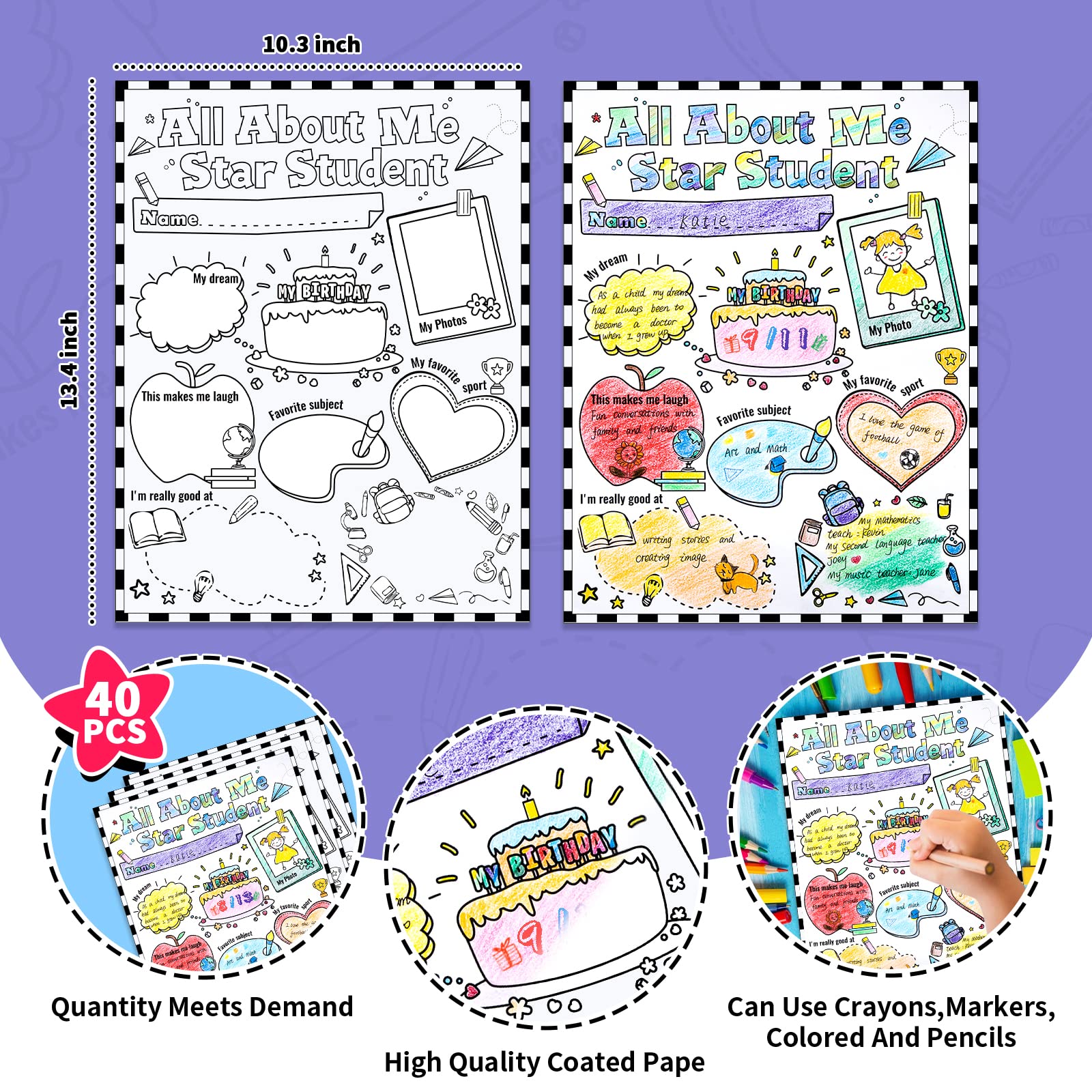 "All About Me" Poster Set - 36 Stück Fürs Klassenzimmer